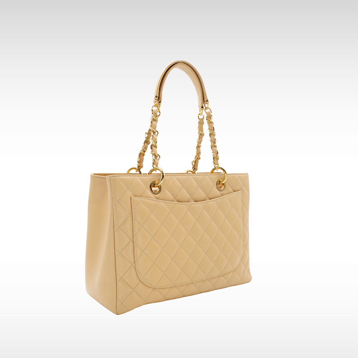 Grand Shopping Tote Caviar Beige Shoulder Bag