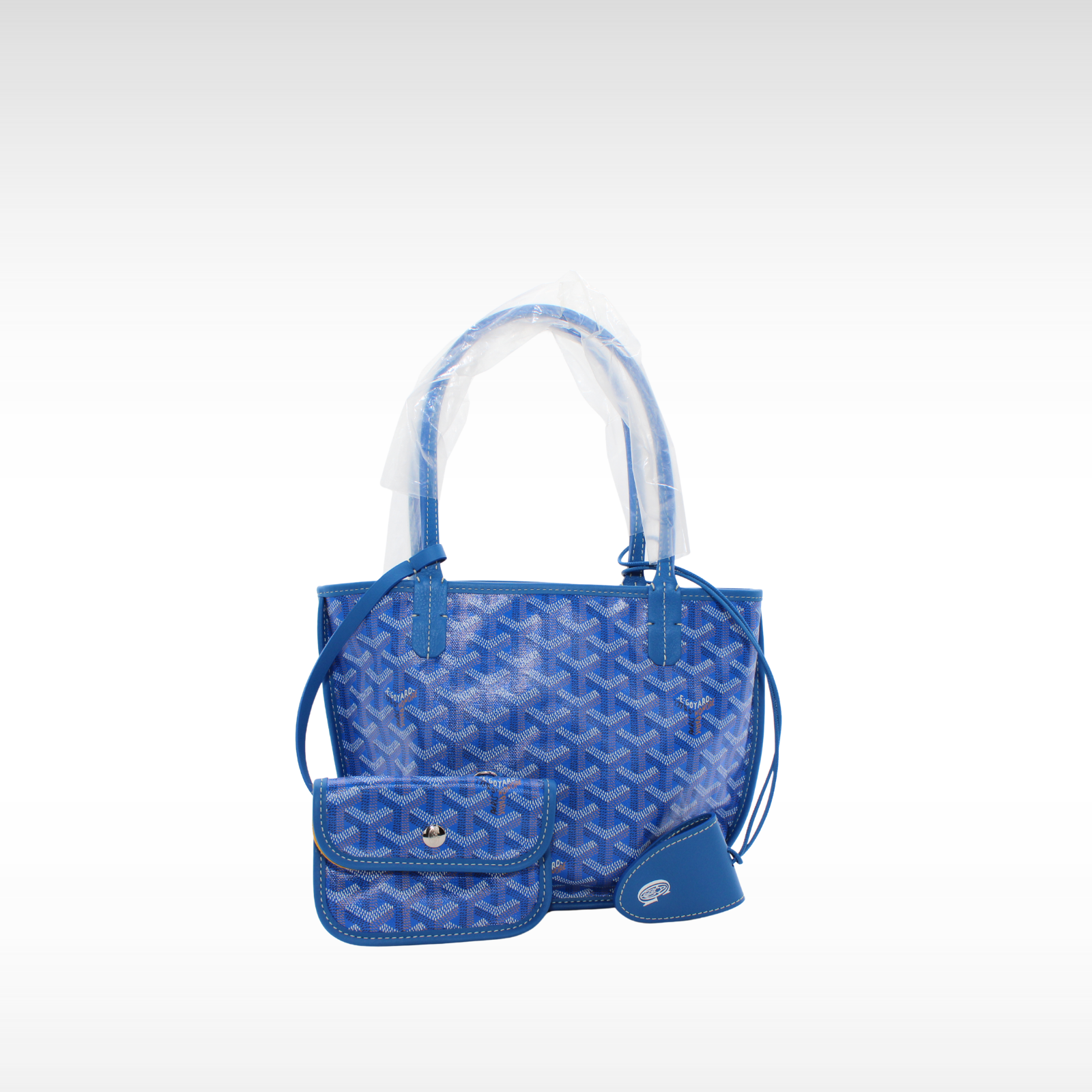 Anjou Mini Coated Canvas Blue Tote Bag