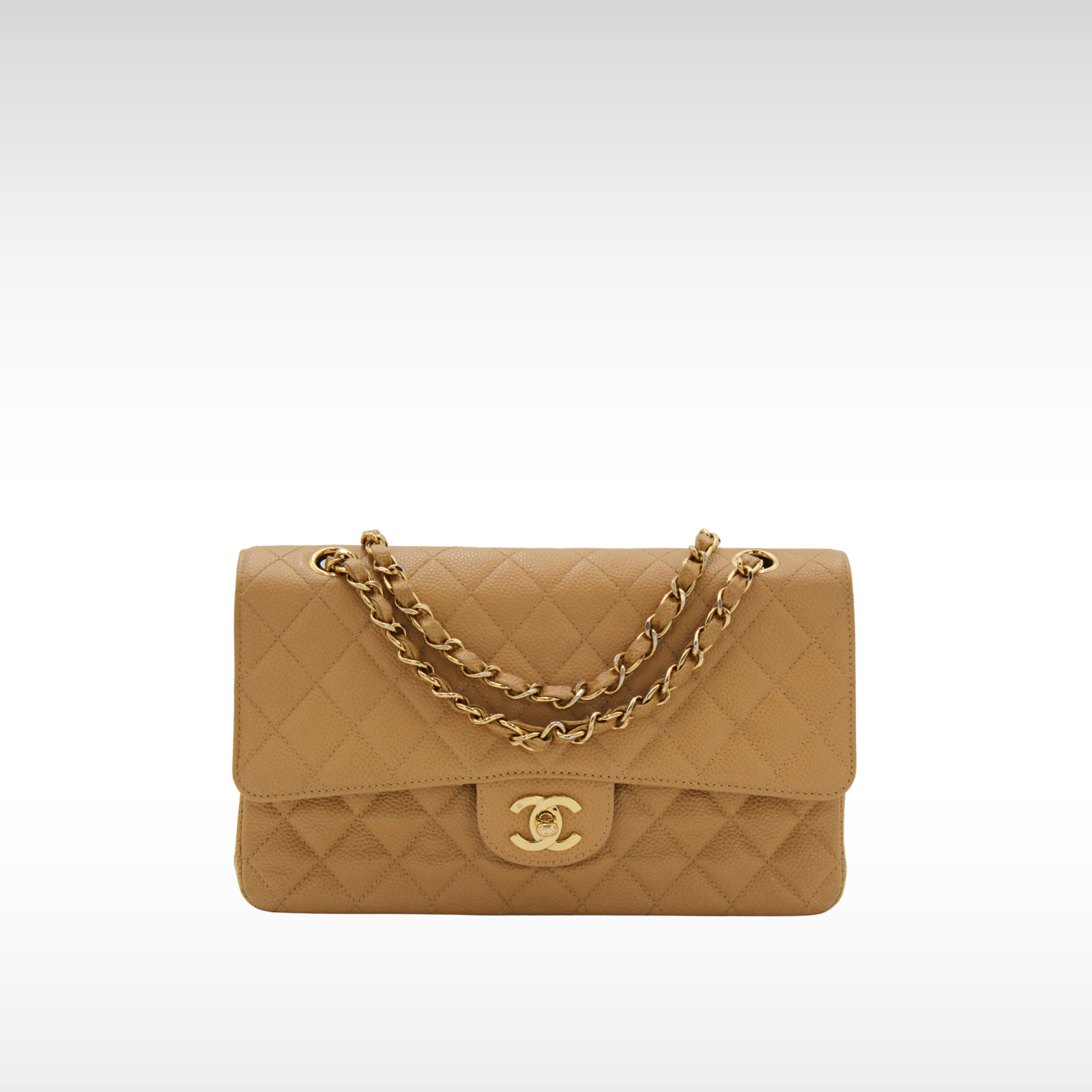 Classic Caviar Beige Shoulder Bag