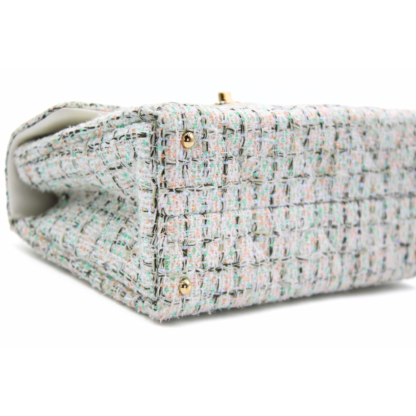 Flap With Top Handle Tweed White + Multicolor Handbag