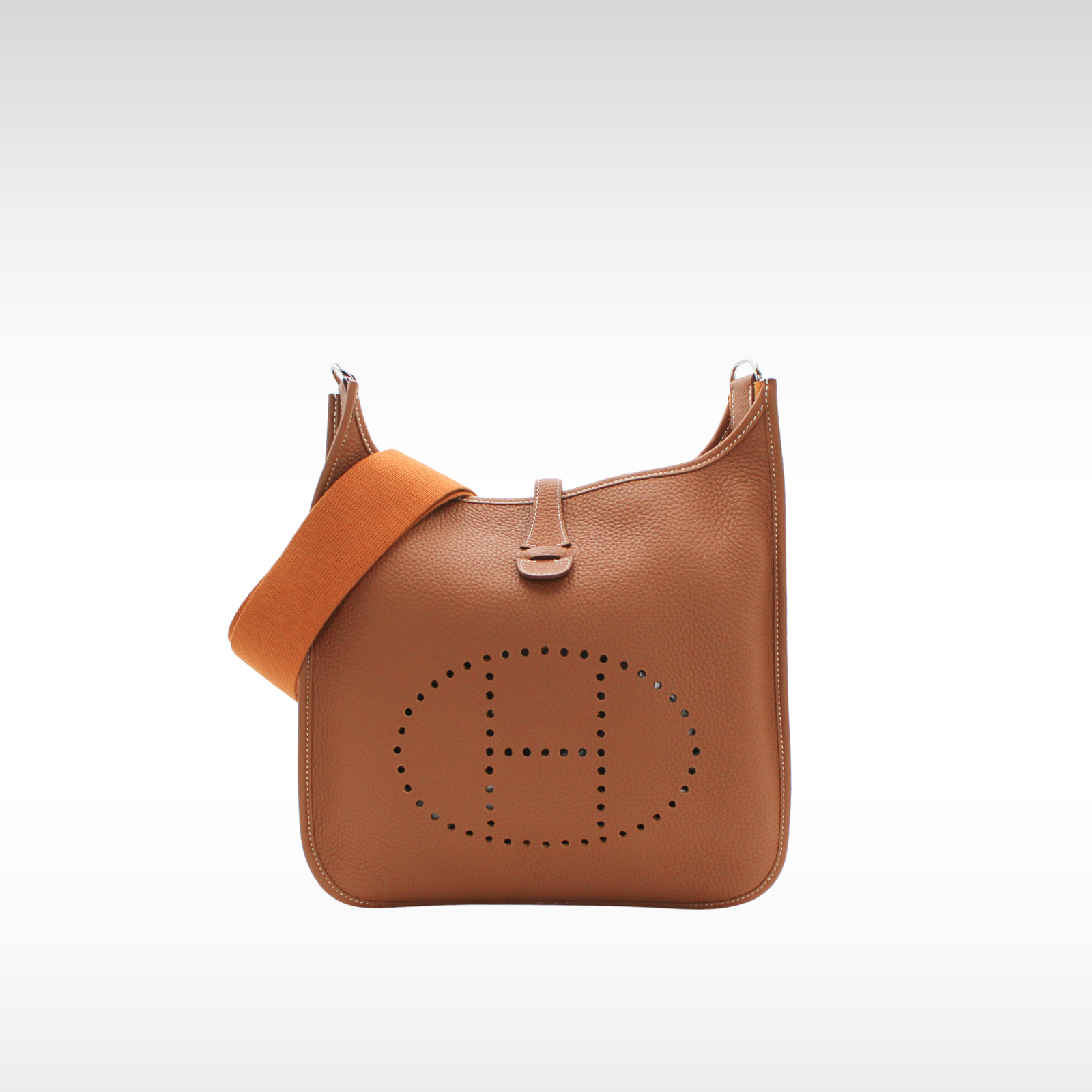 Evelyne 3 PM Taurillon Clemence Gold Crossbody Bag
