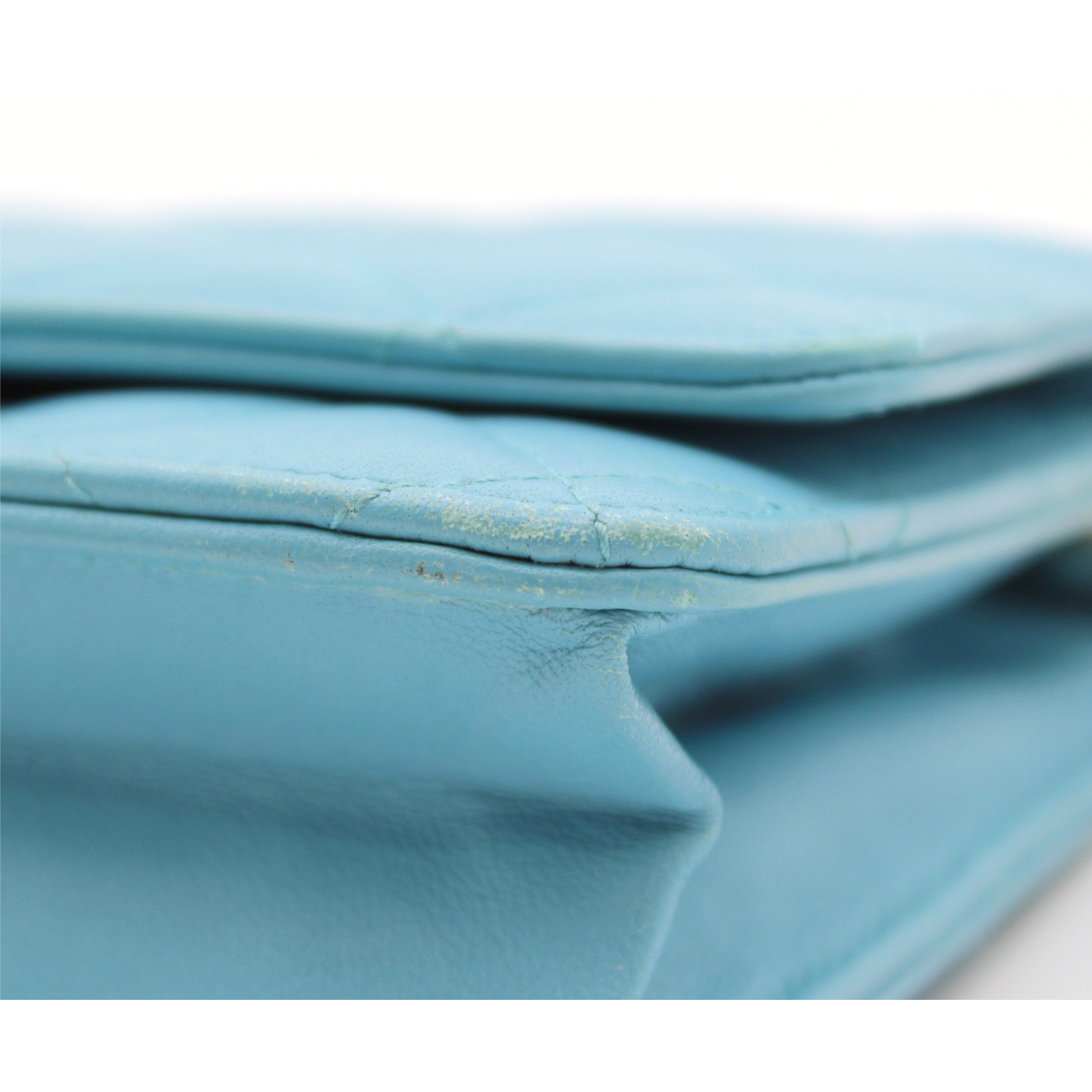 Classic Matelasse Lamb Blue Wallet on Chain