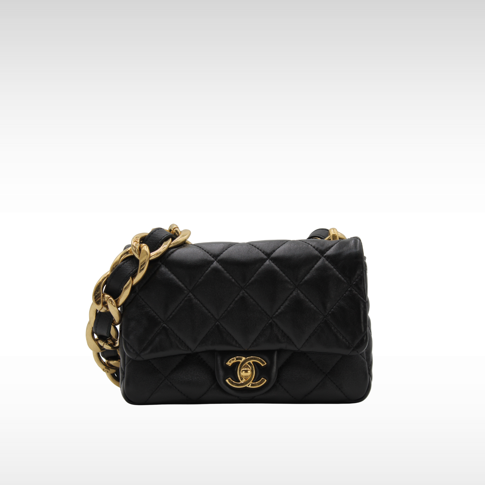 Funky Town Small Matelasse Lamb Black Shoulder Bag