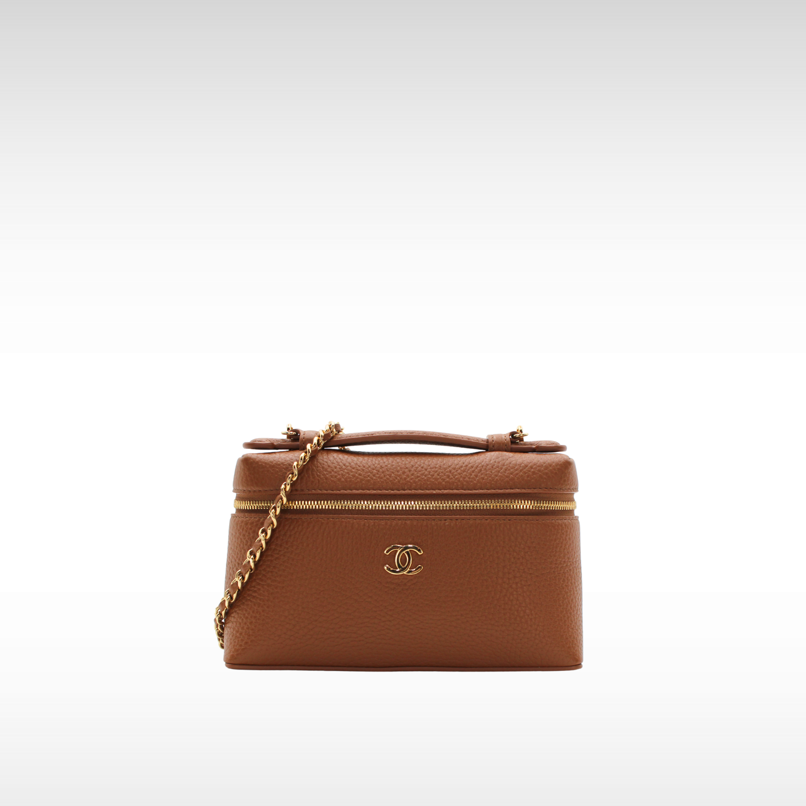 Vanity with Chain Calf Brown Vanity Bag