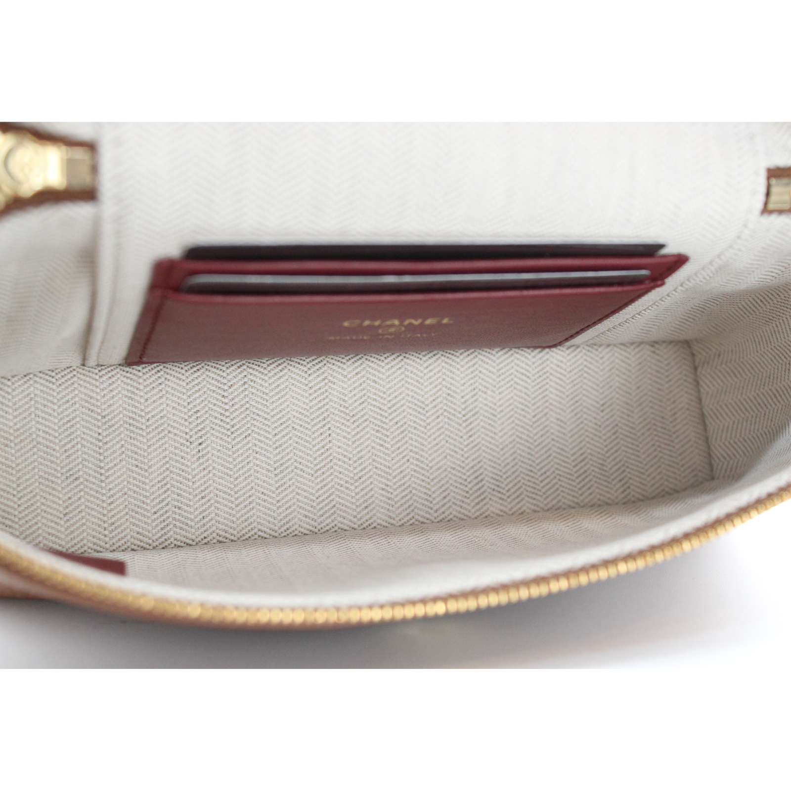 Vanity with Chain Calf Brown Vanity Bag