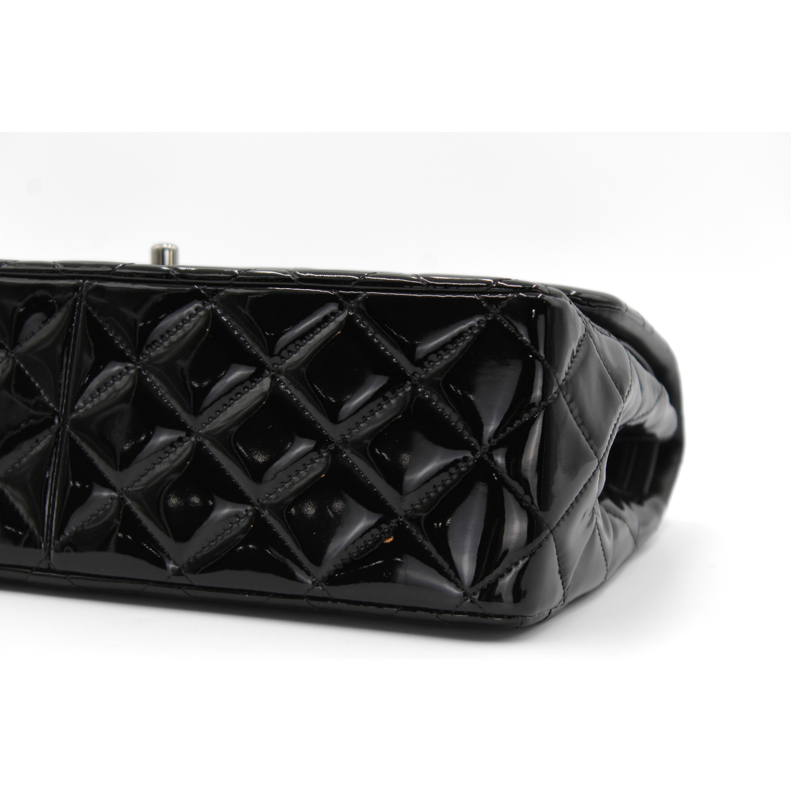 Classic Large Enamel Black Shoulder Bag