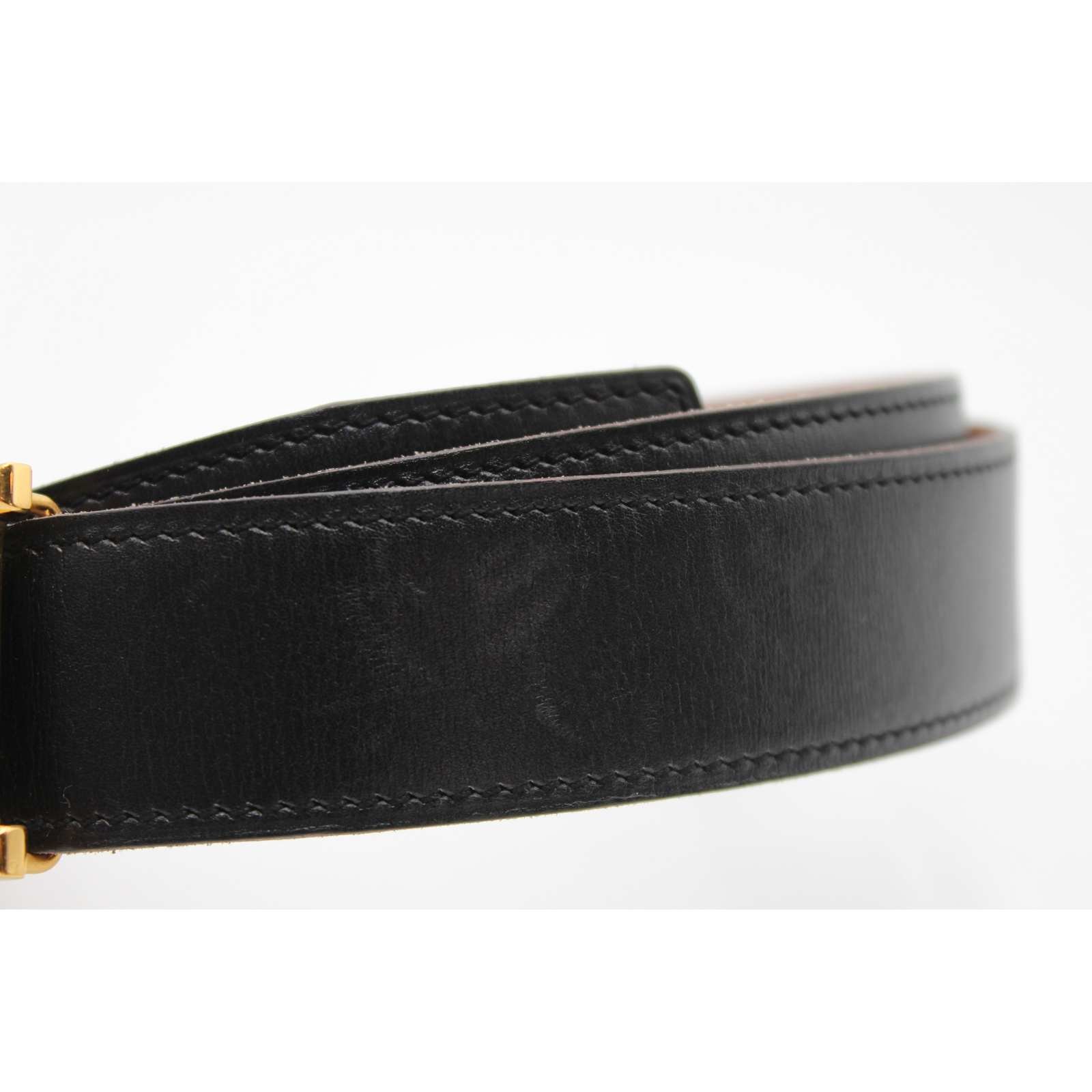 H 82 Boxcalf Black & Gold Belt
