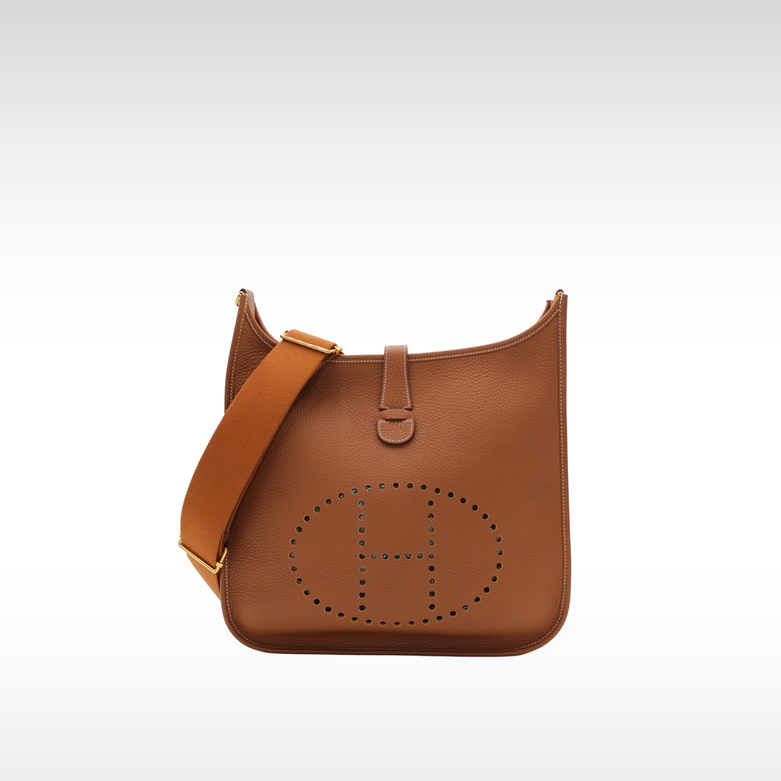 Evelyne 3 GM Taurillon Clemence Gold Crossbody Bag