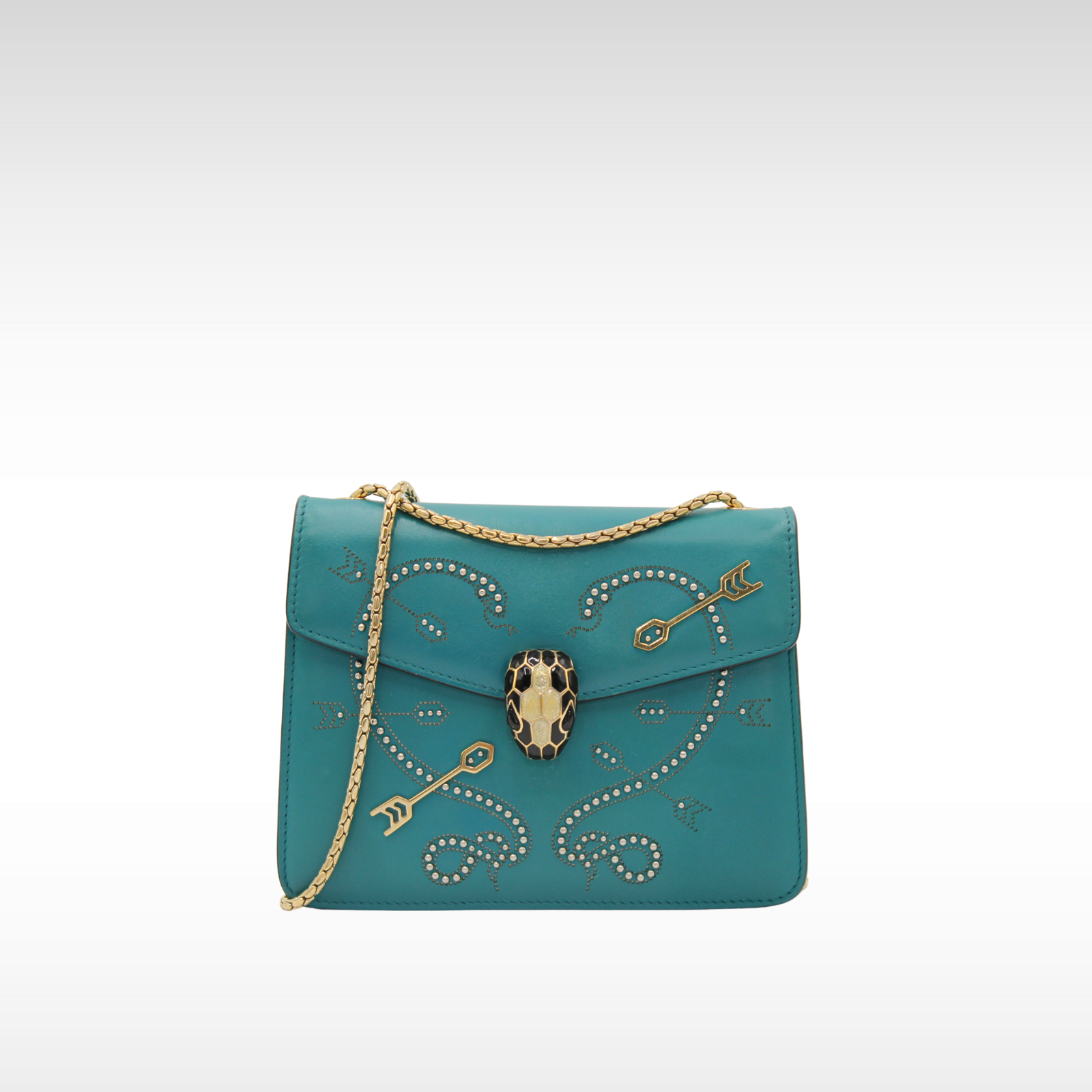 Serpenti Forever Calf Blue Shoulder Bag