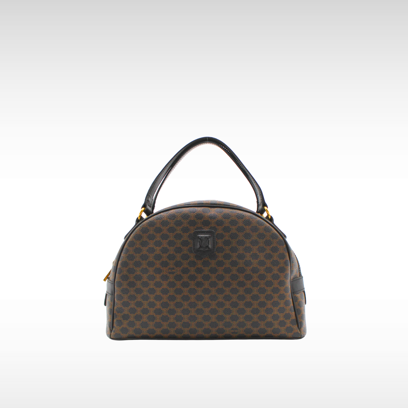 Coated Canvas Black Handbag