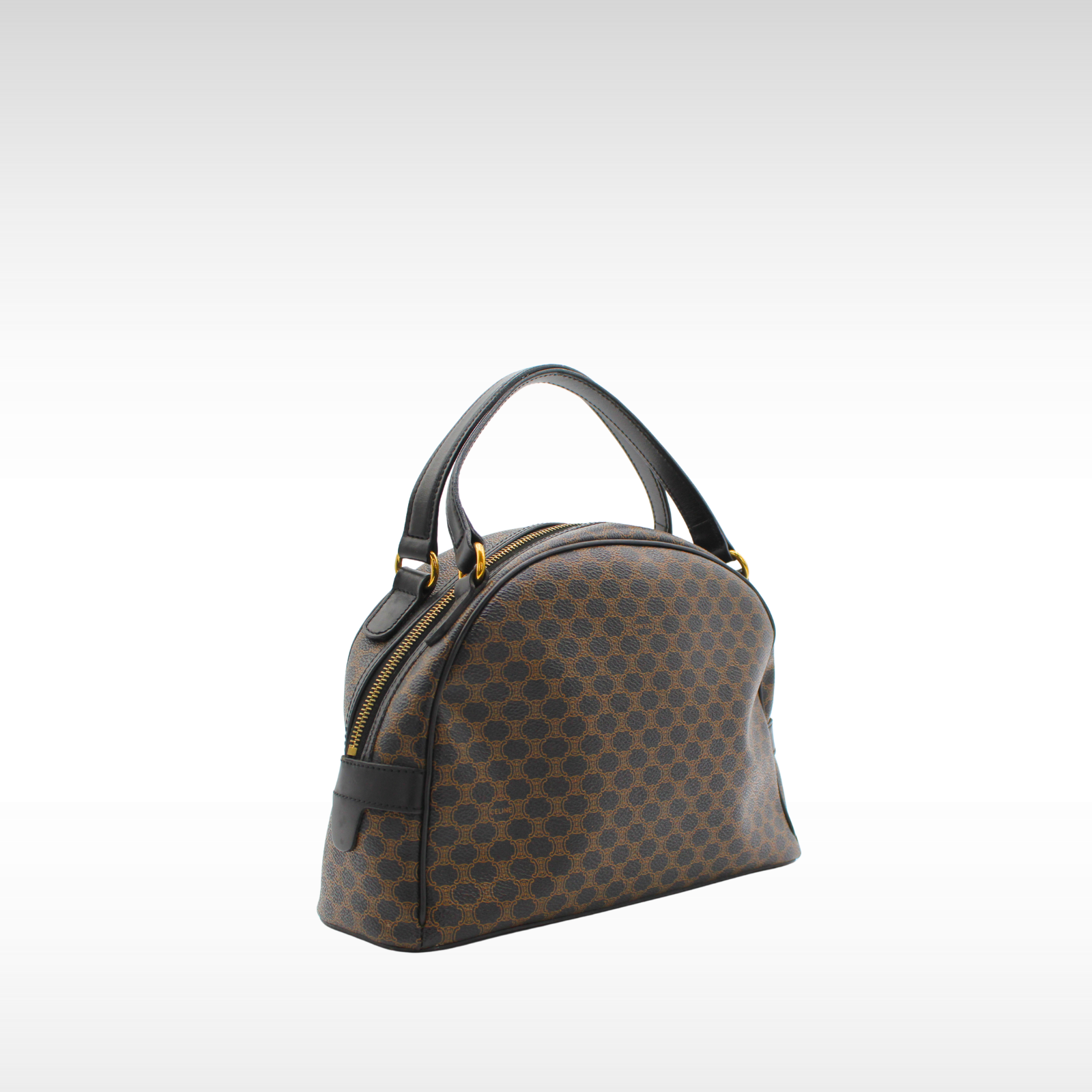 Coated Canvas Black Handbag