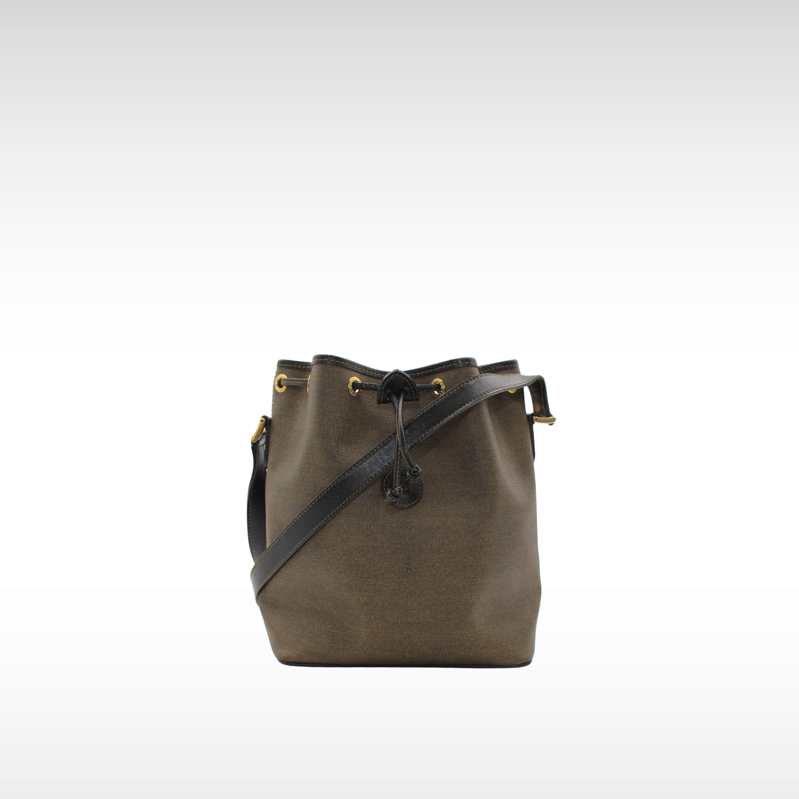 Coated Canvas Brown + Black Shoulder Bag