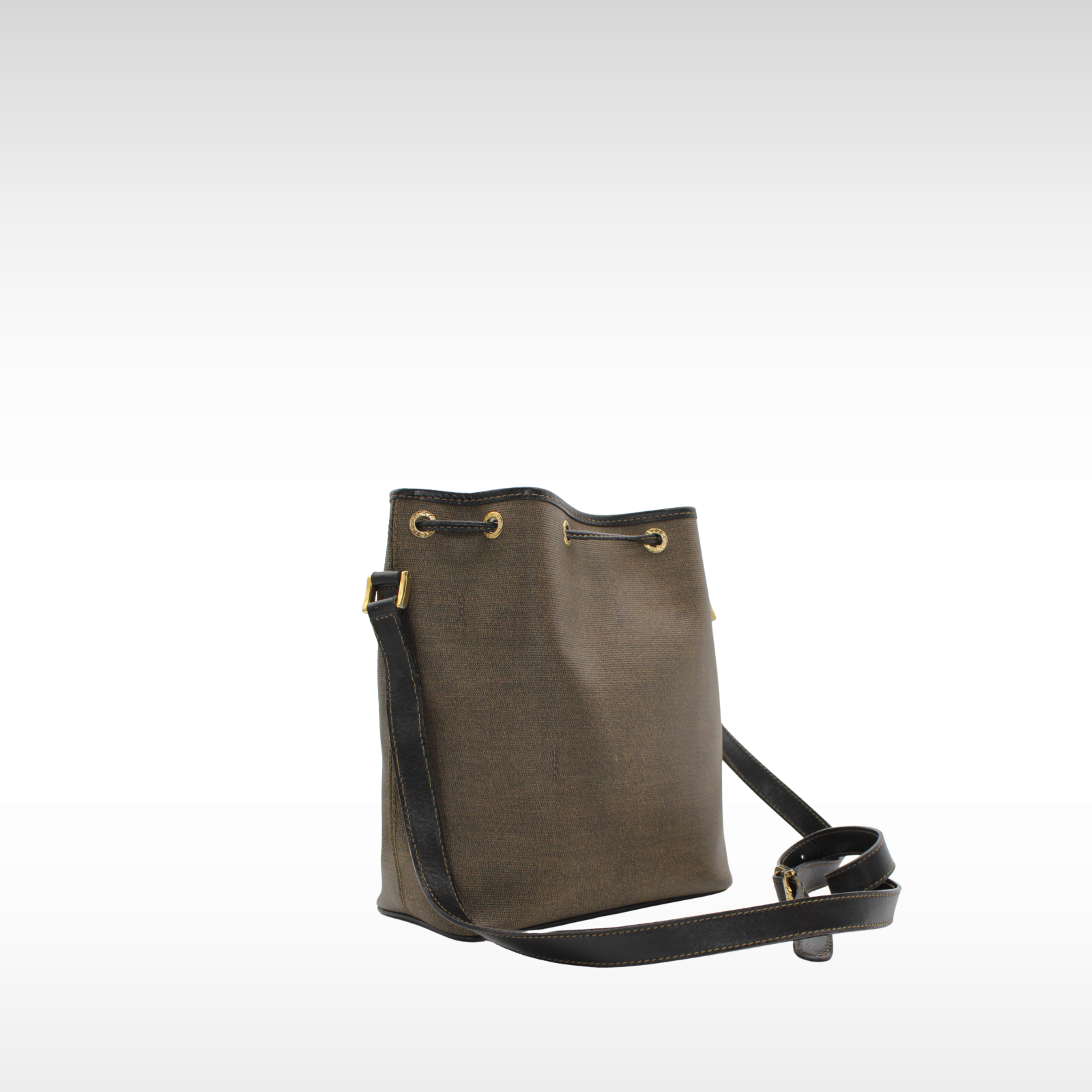 Coated Canvas Brown + Black Shoulder Bag