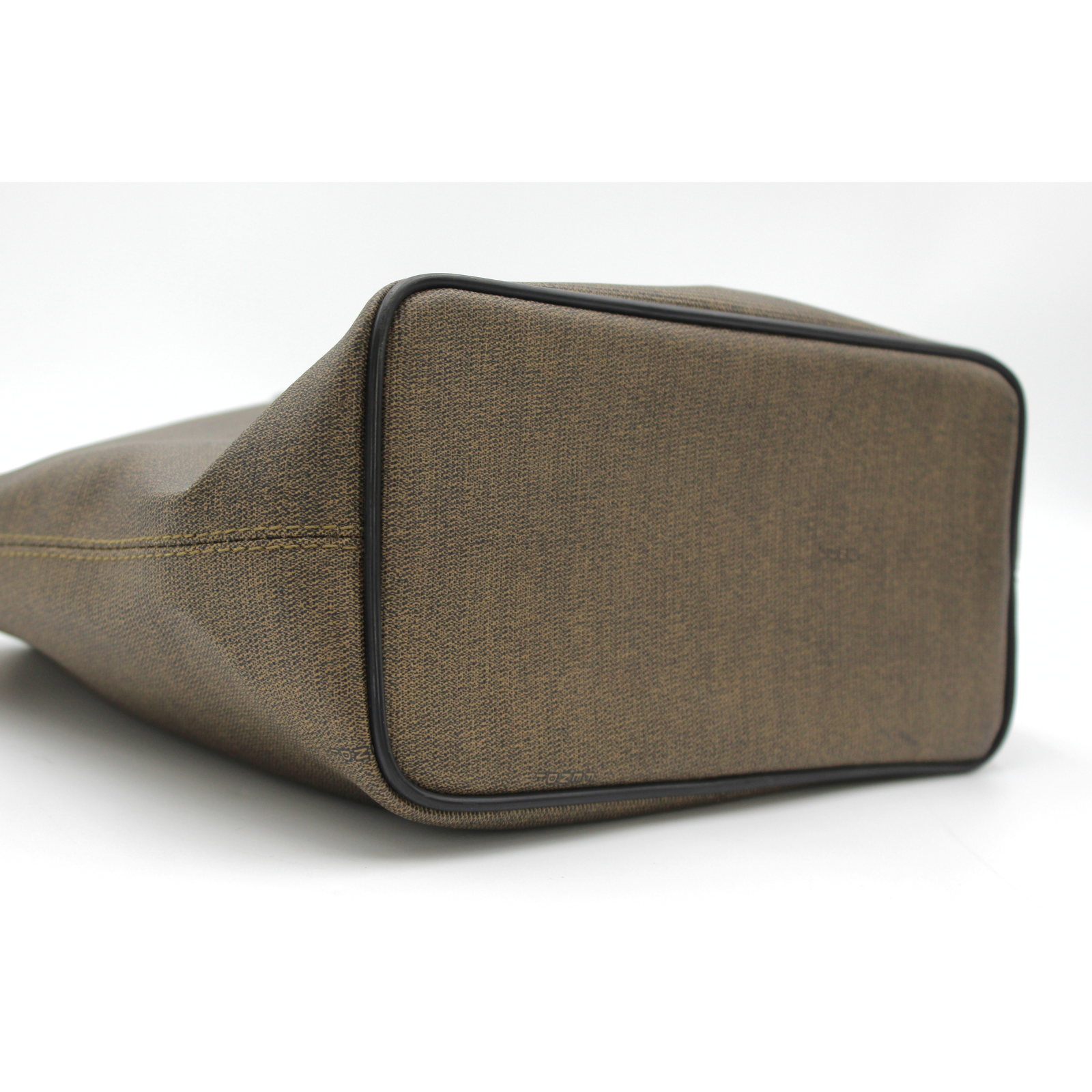 Coated Canvas Brown + Black Shoulder Bag
