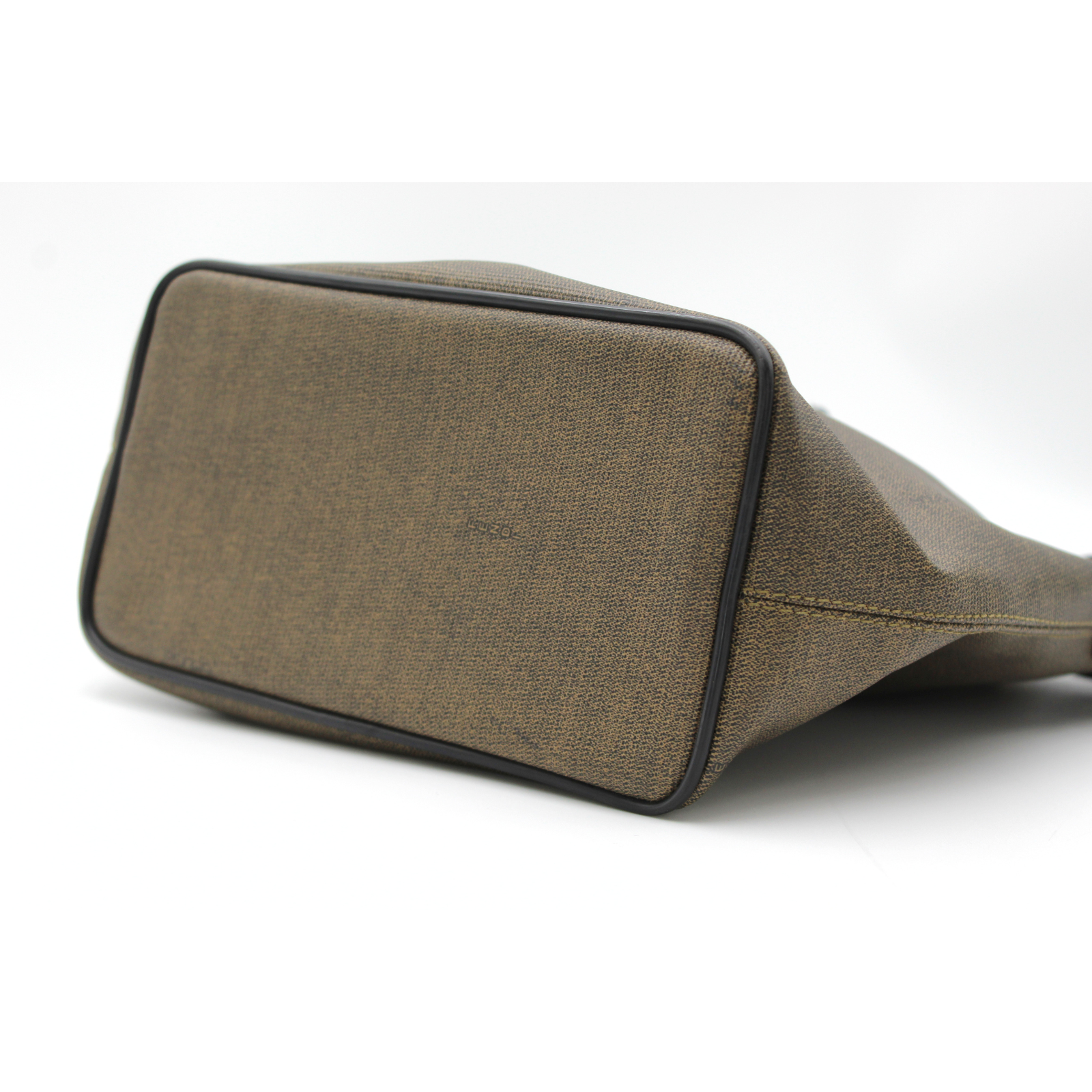 Coated Canvas Brown + Black Shoulder Bag