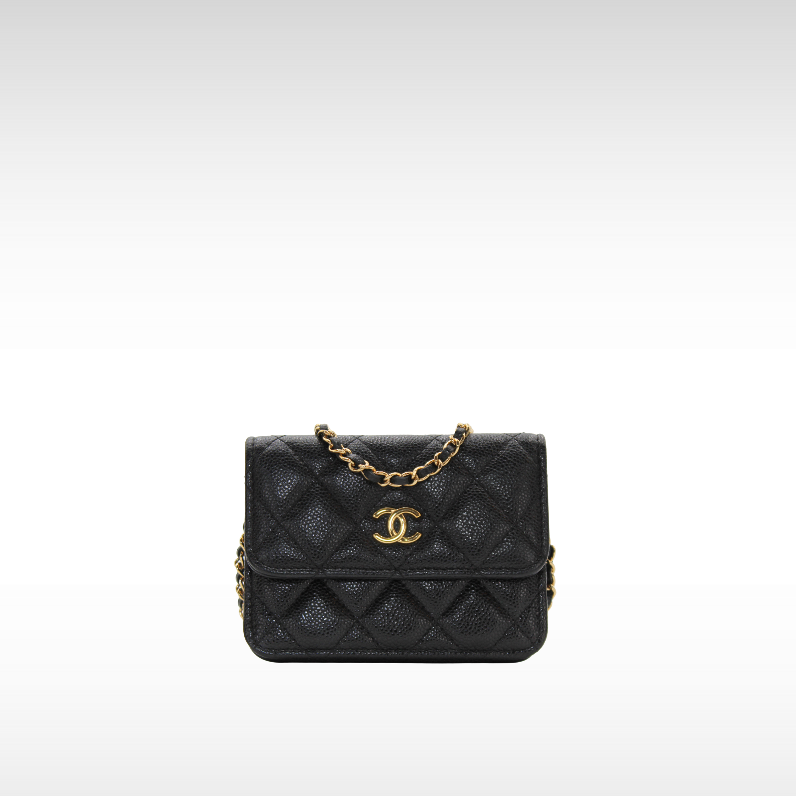 Miss CoCo Mini Matelasse Caviar Black Wallet on Chain