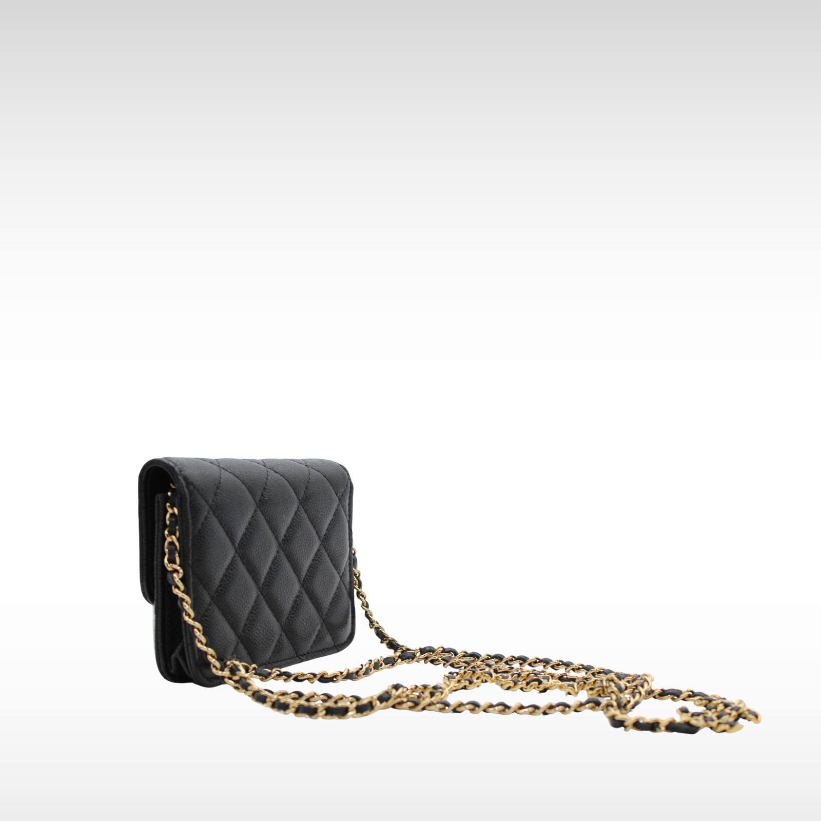 Miss CoCo Mini Matelasse Caviar Black Wallet on Chain