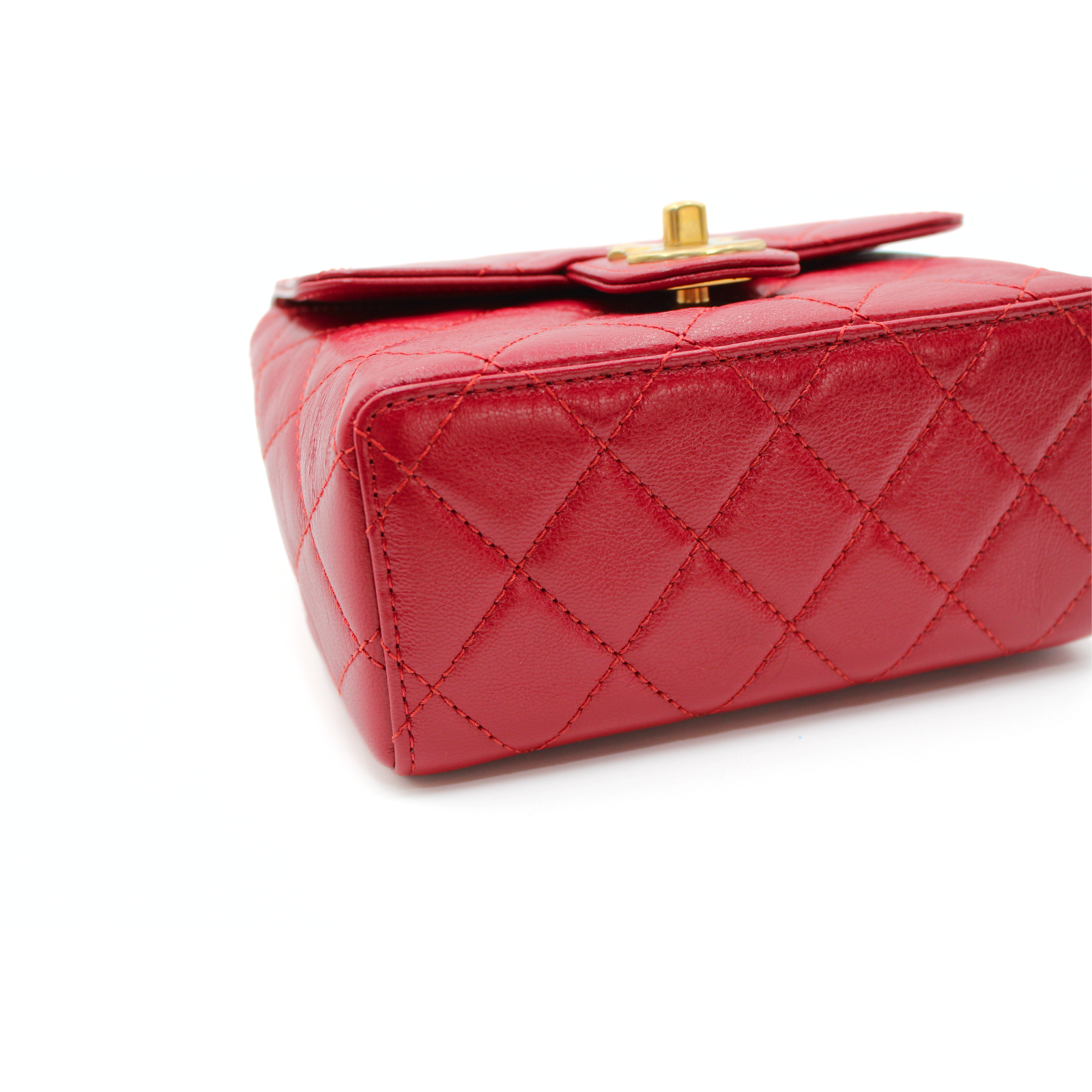 Mini Matelasse Calf Red Shoulder Bag