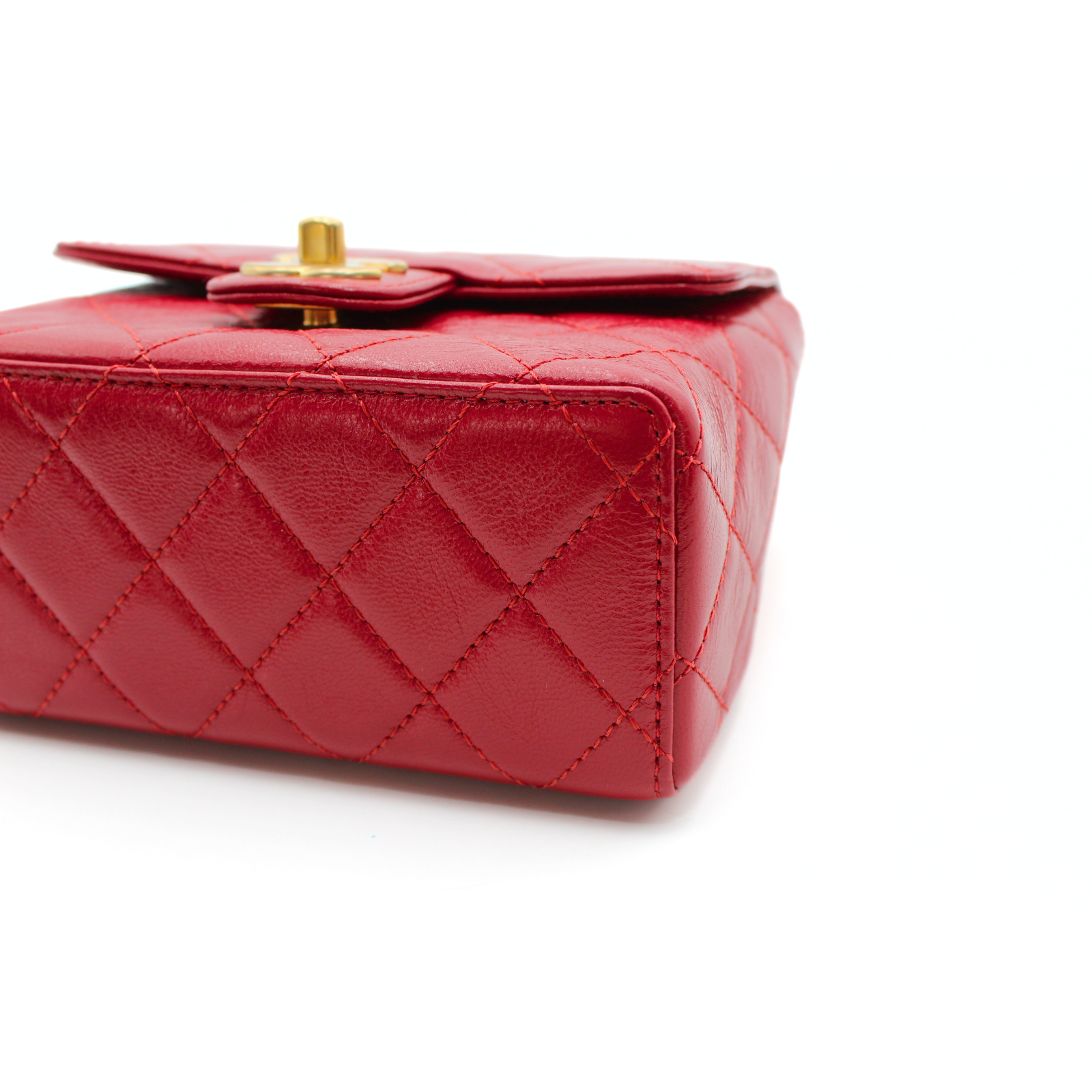 Mini Matelasse Calf Red Shoulder Bag