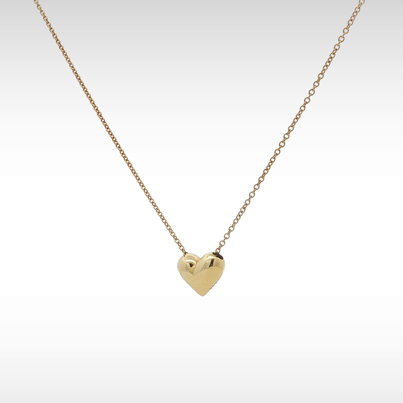 Pinched Heart Yellow Gold Necklace
