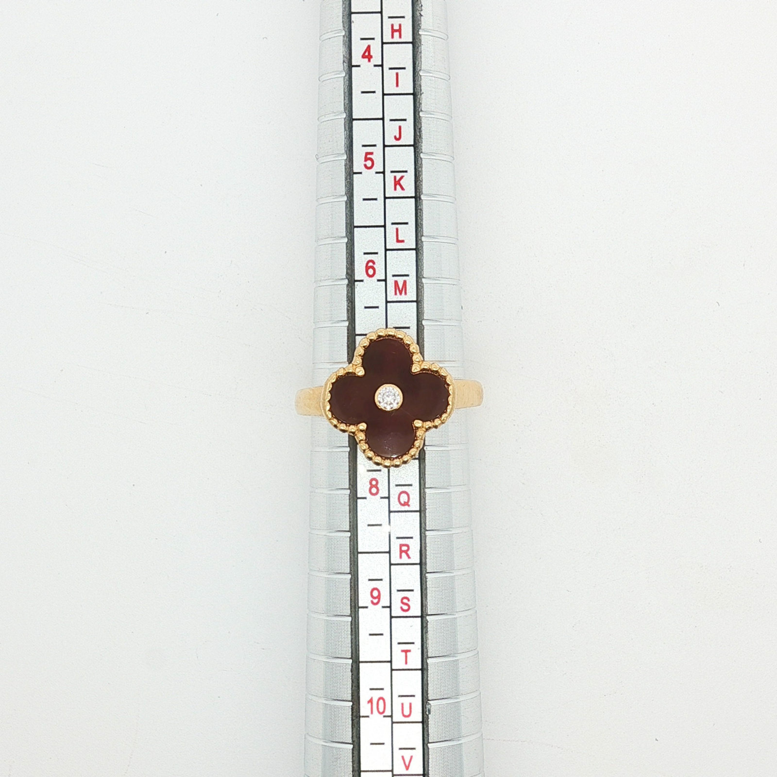 Vintage Alhambra Carnelian Yellow Gold Ring 55 / 7.25