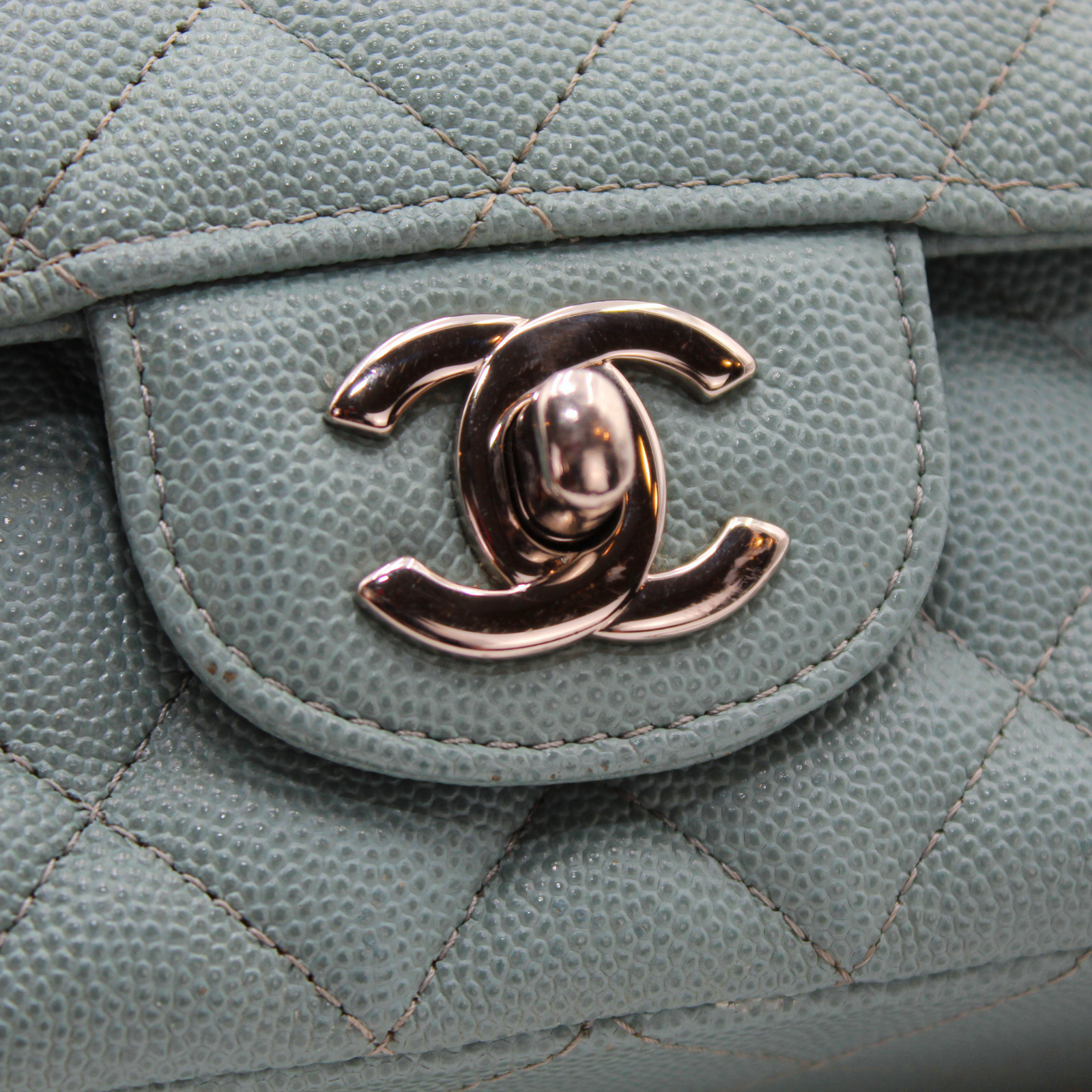 Classic Mini Caviar Blue Shoulder Bag