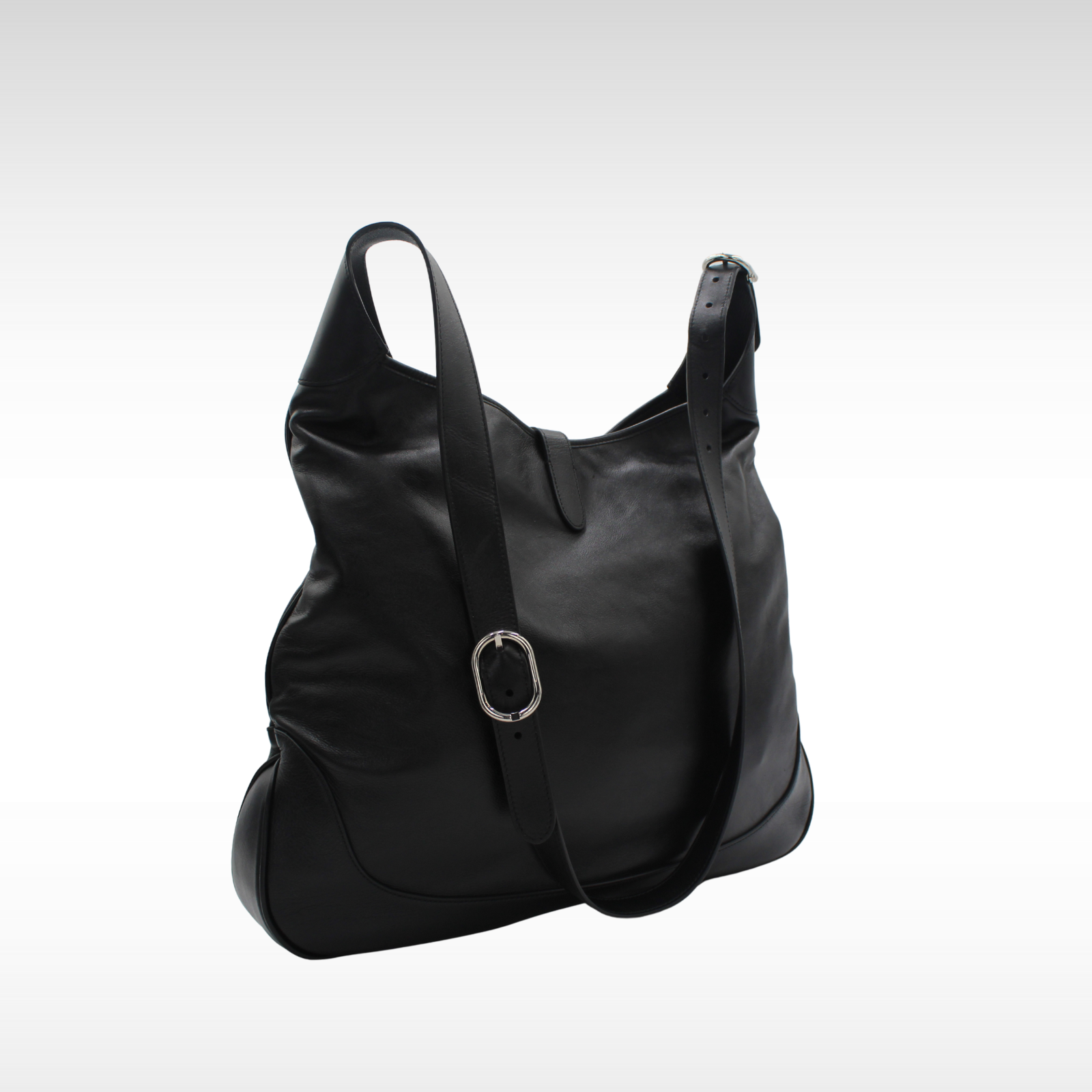 Jackie 1961 Large Calf Black Shoulder Bag