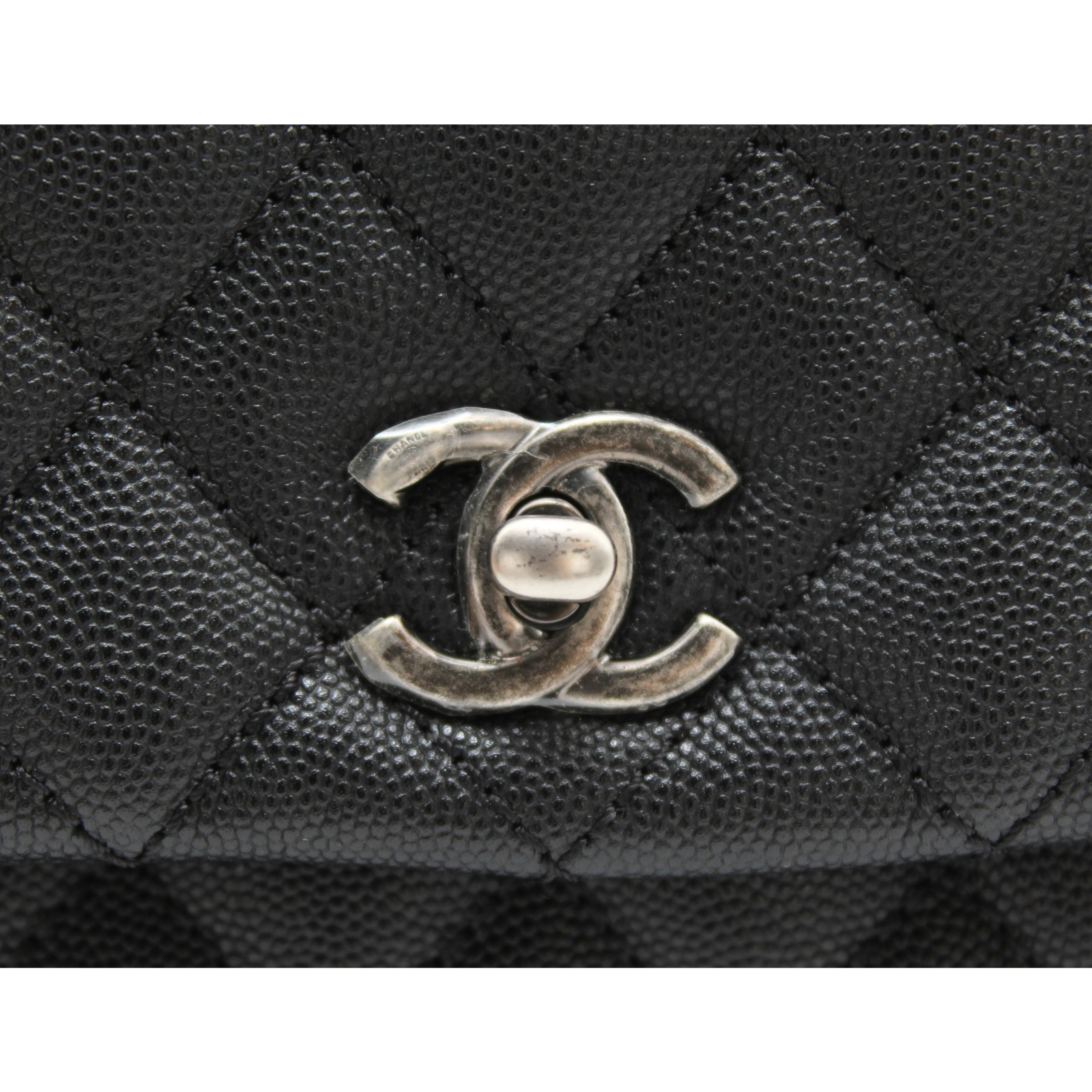 Coco Handle Small Caviar Black Handbag