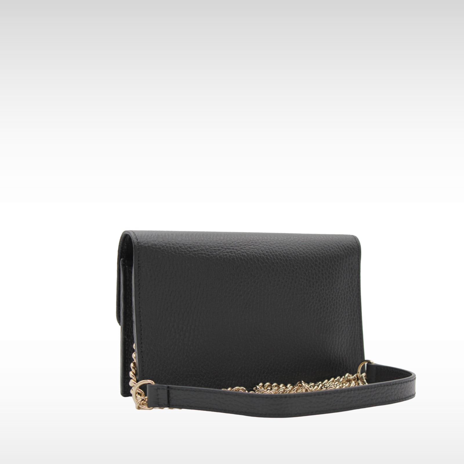 Interlocking-G Calf Black Wallet on Chain