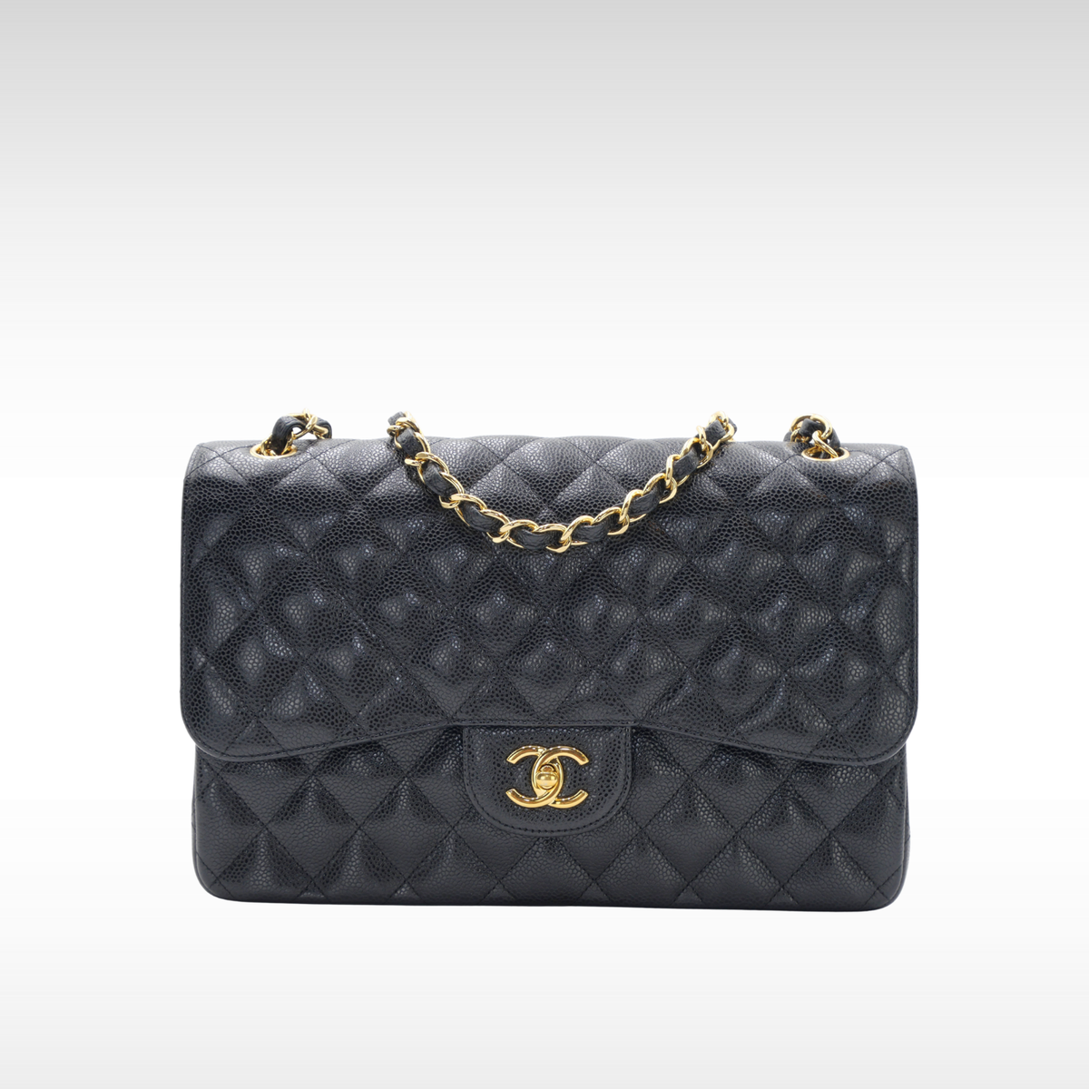 Classic Large Caviar Black Shoulder Bag