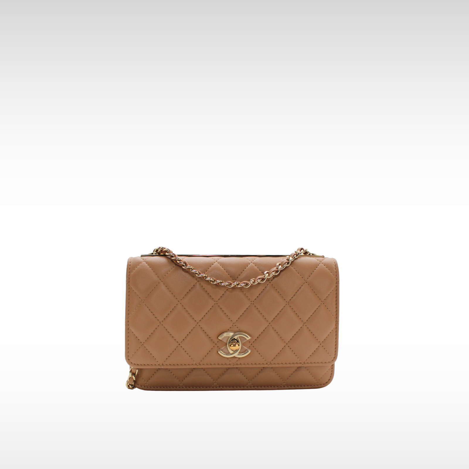 Trendy CC Lamb Beige Wallet on Chain