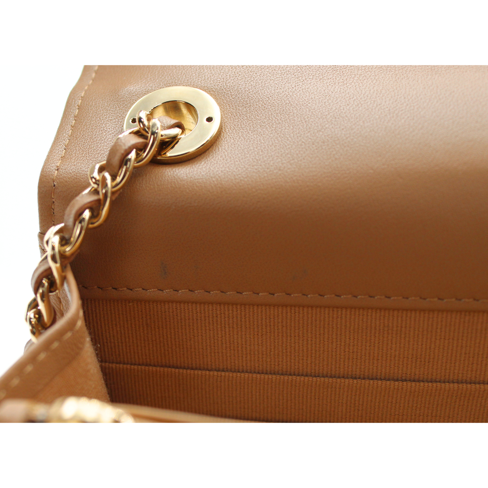 Trendy CC Lamb Beige Wallet on Chain