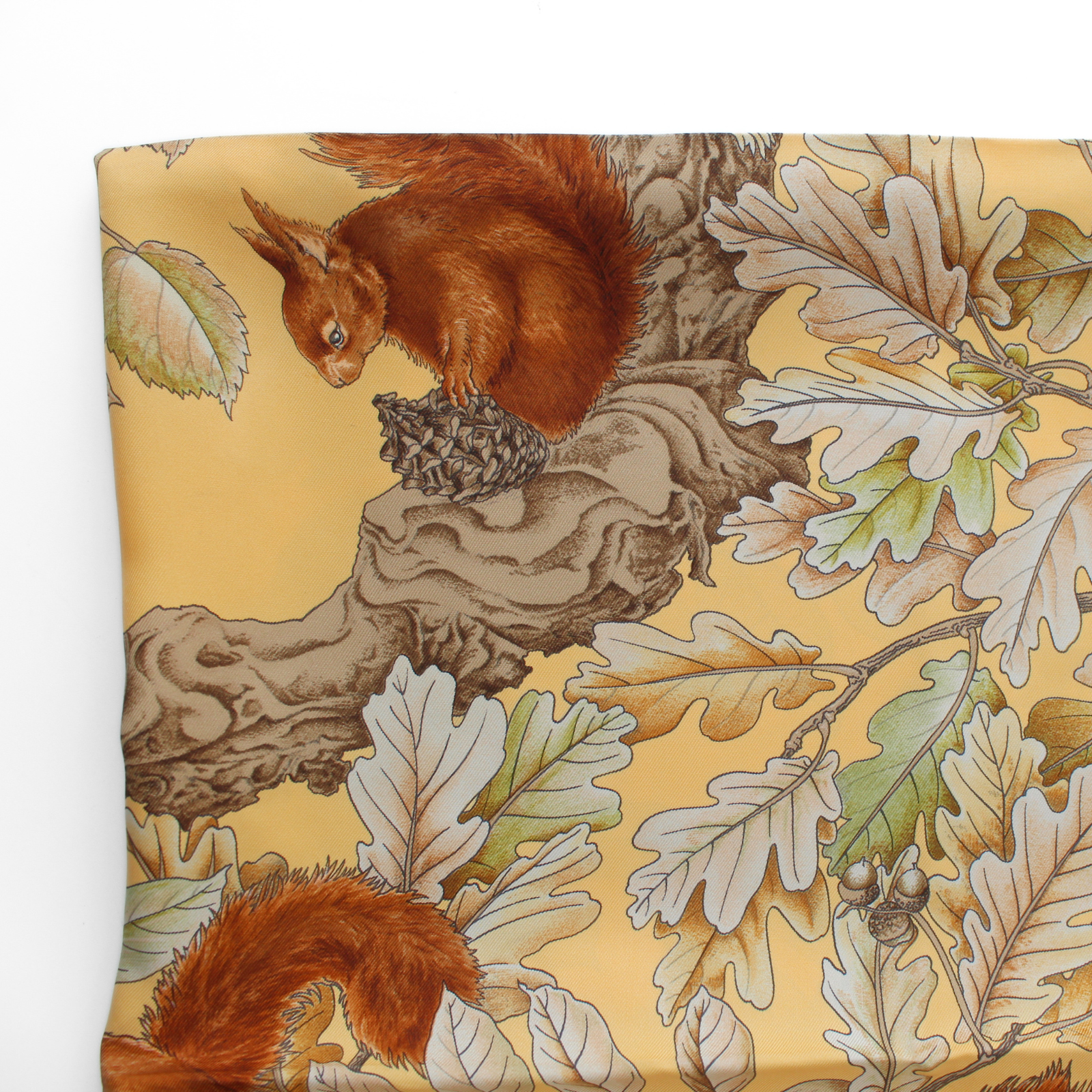 Carre 90 Casse Noisette Silk Yellow Scarf