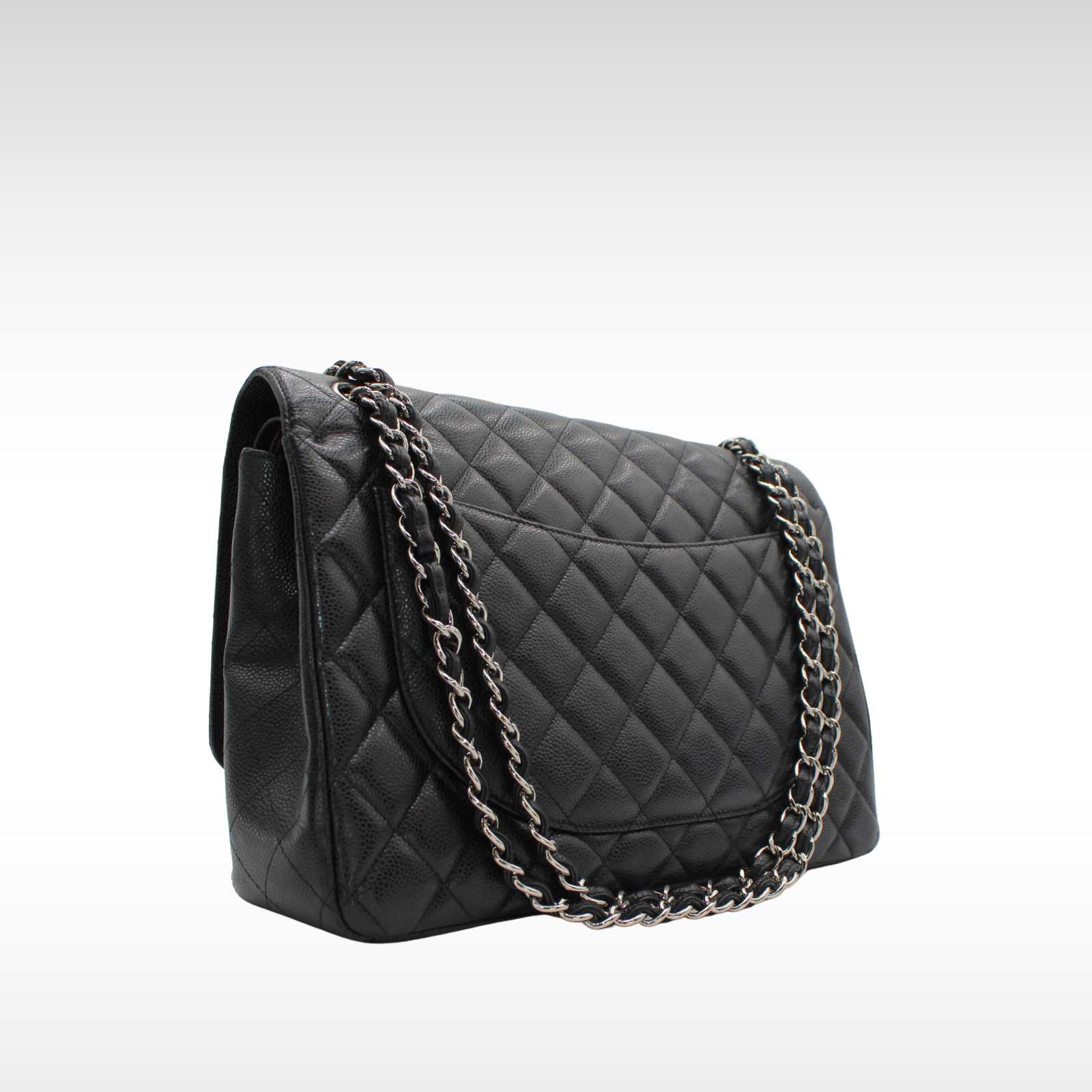Classic Maxi Caviar Black Shoulder Bag