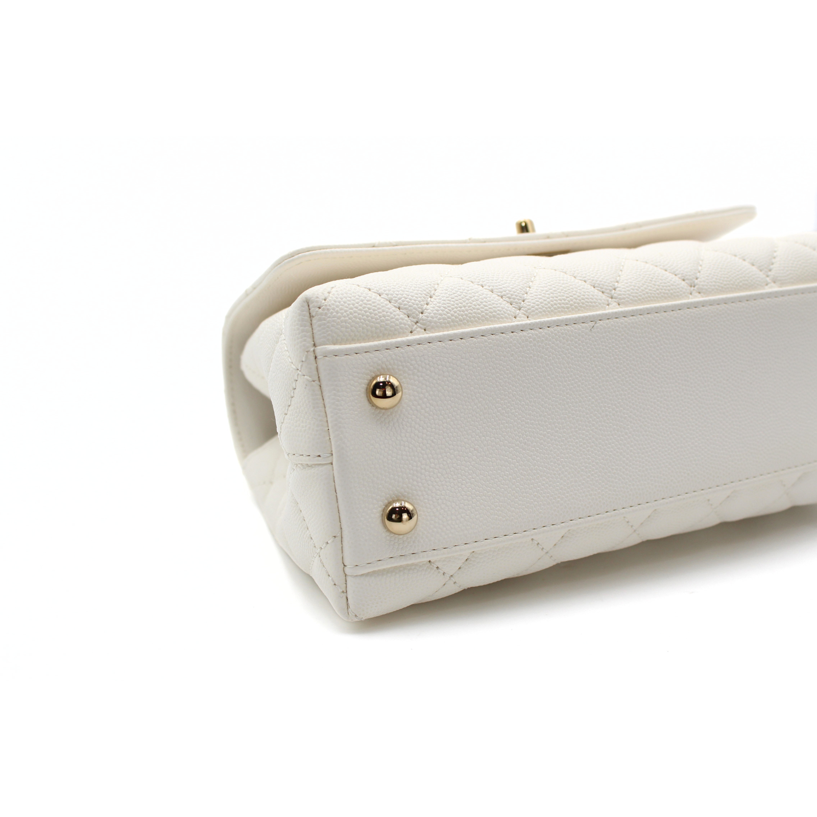 Coco Handle Small Caviar White Handbag
