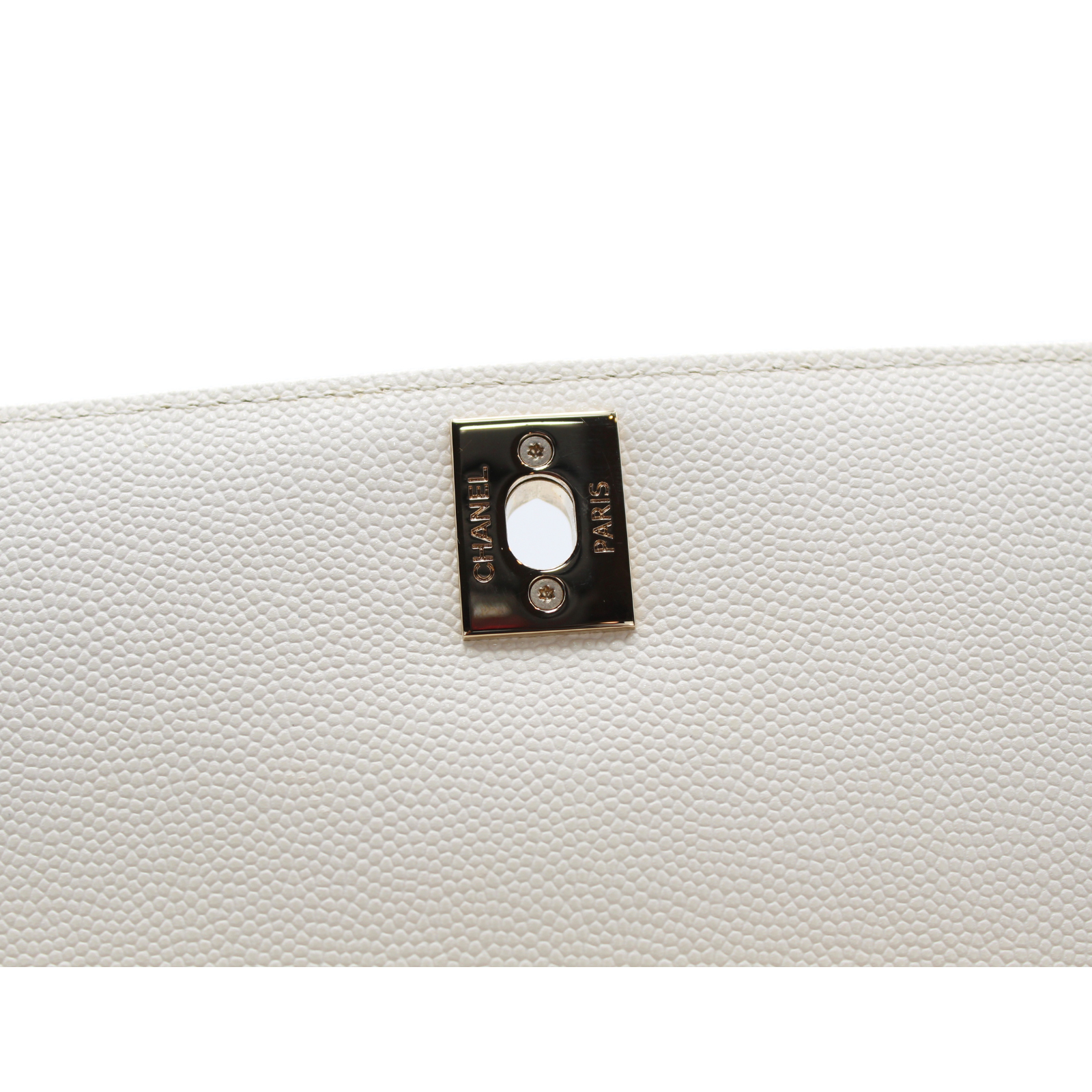 Coco Handle Small Caviar White Handbag