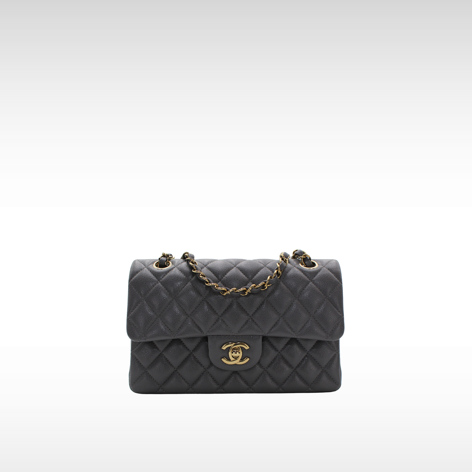 Classic Caviar Gray Small Shoulder Bag