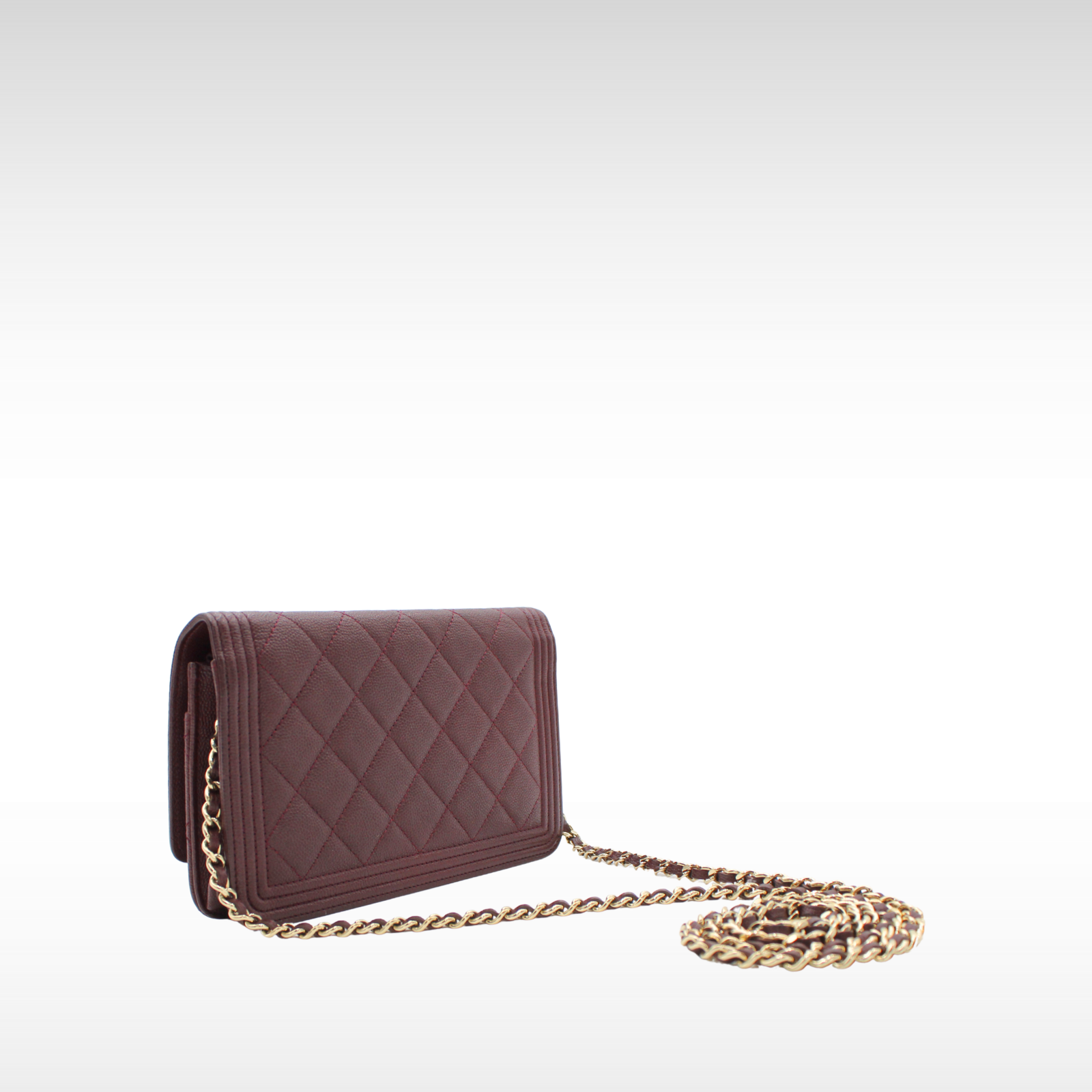 Boy Chanel Caviar Burgundy Wallet on Chain