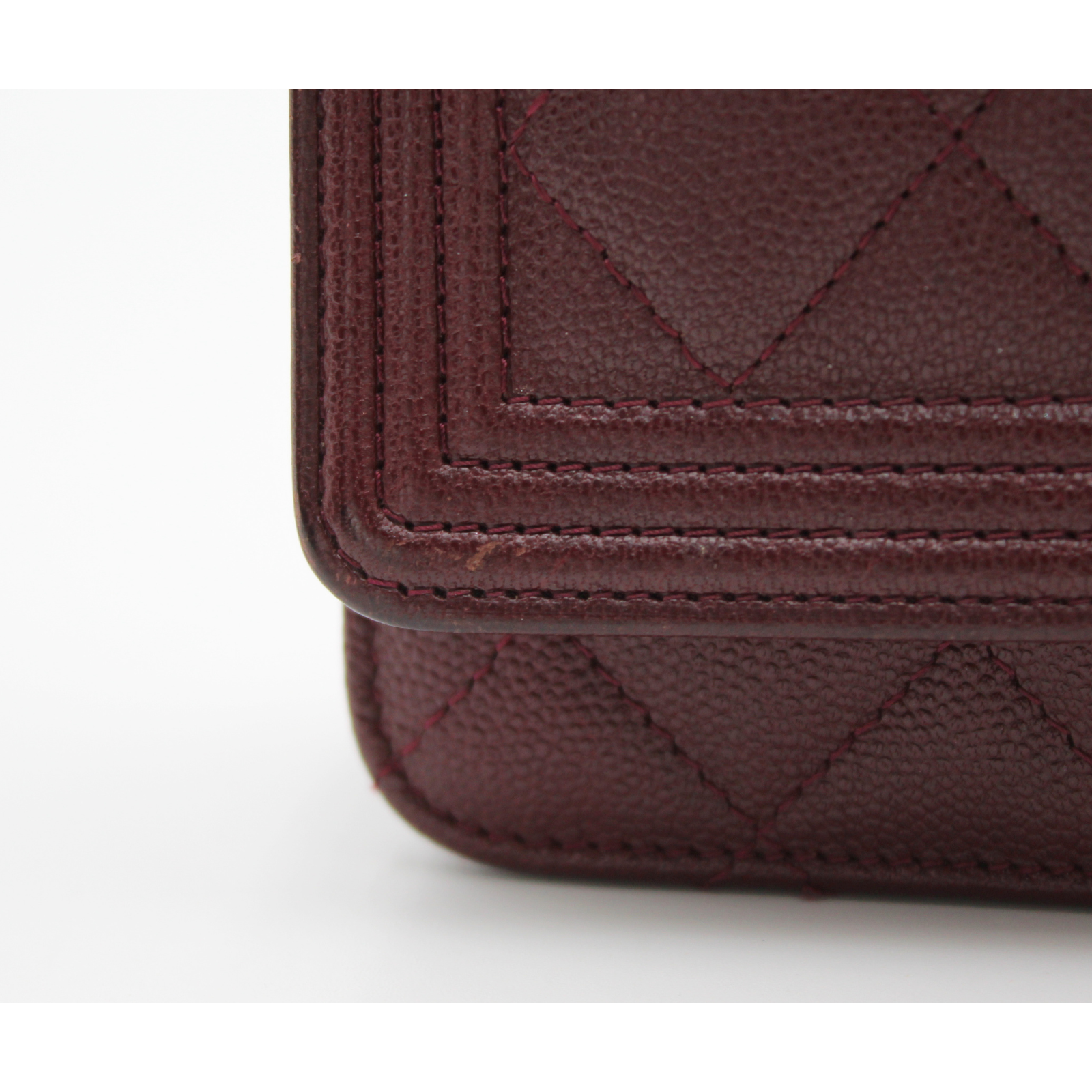 Boy Chanel Caviar Burgundy Wallet on Chain