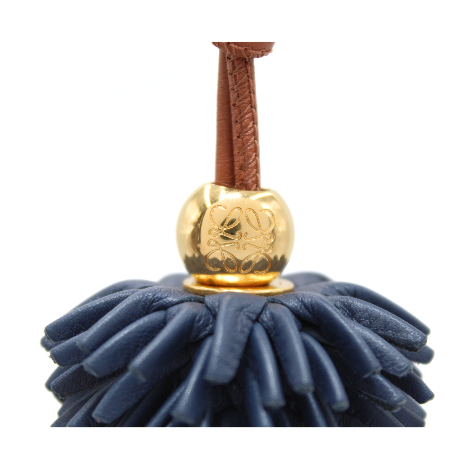 Flower Dice Charm Calf Navy Bag Charm