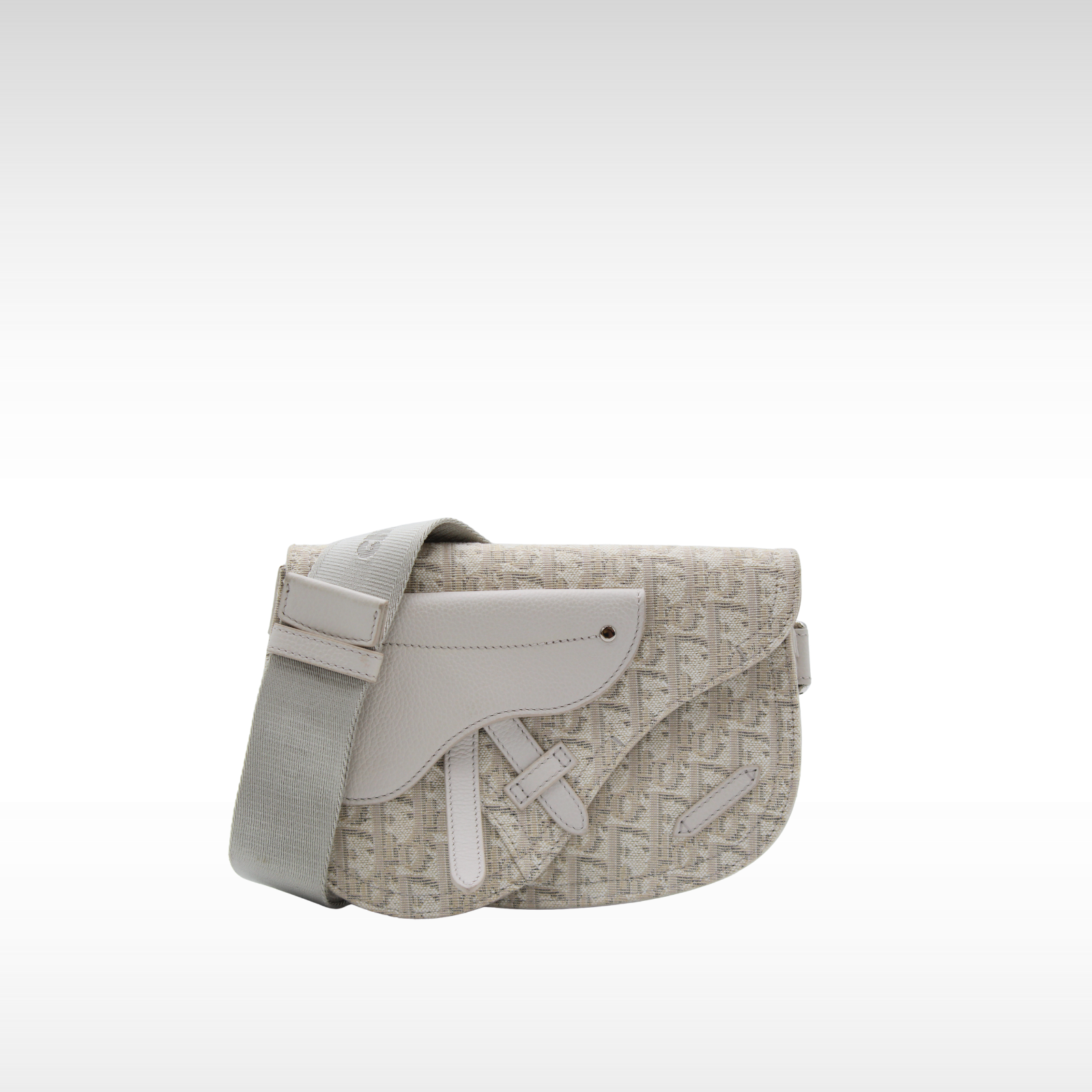 Saddle Messenger Oblique Canvas White Crossbody Bag