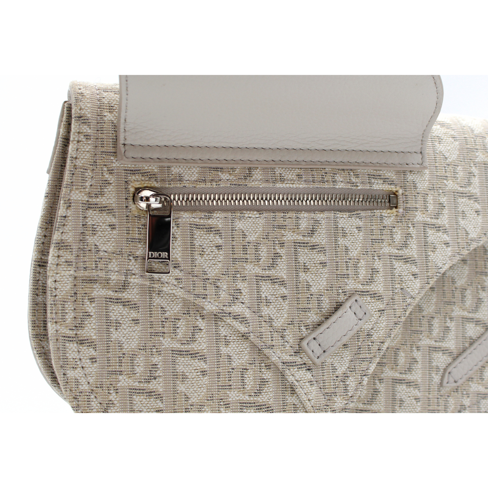 Saddle Messenger Oblique Canvas White Crossbody Bag