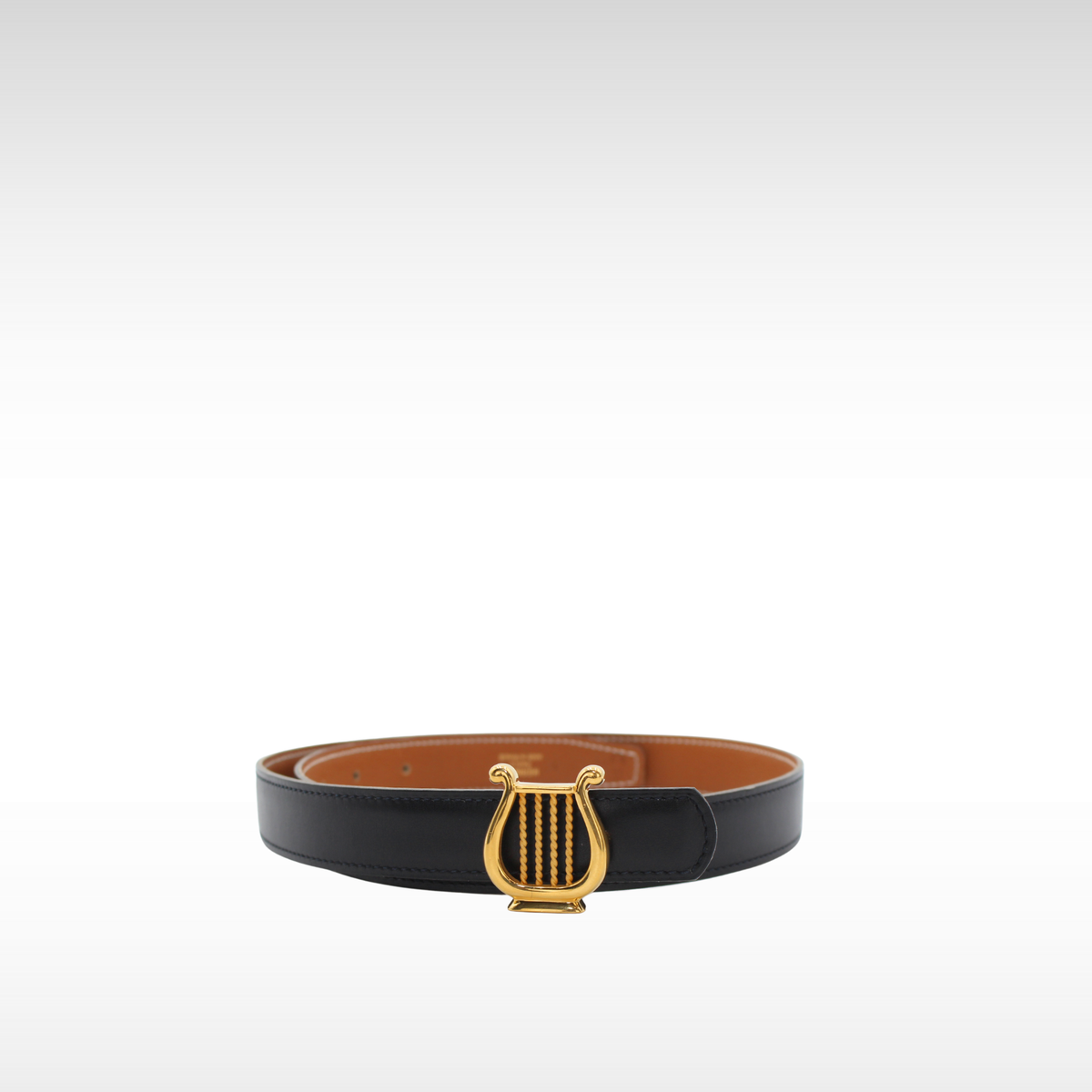 Harp 75 24mm Box Calf Black + Gold Belt