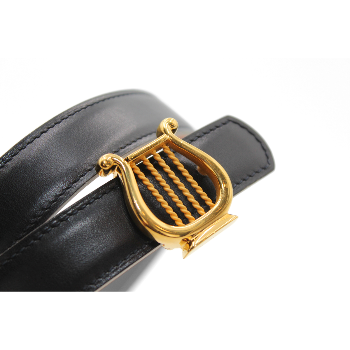 Harp 75 24mm Box Calf Black + Gold Belt