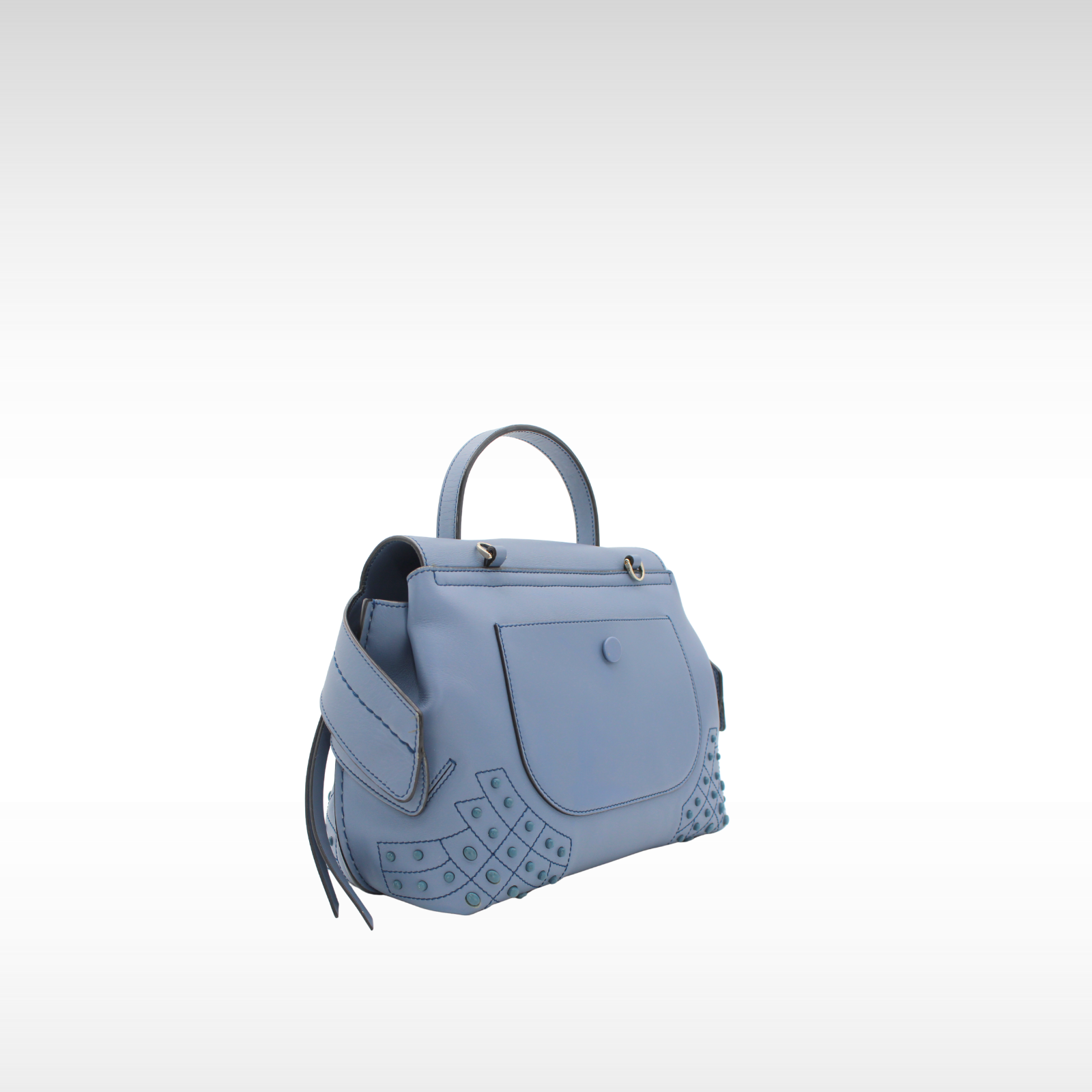 Wave Mini Calf Blue Handbag