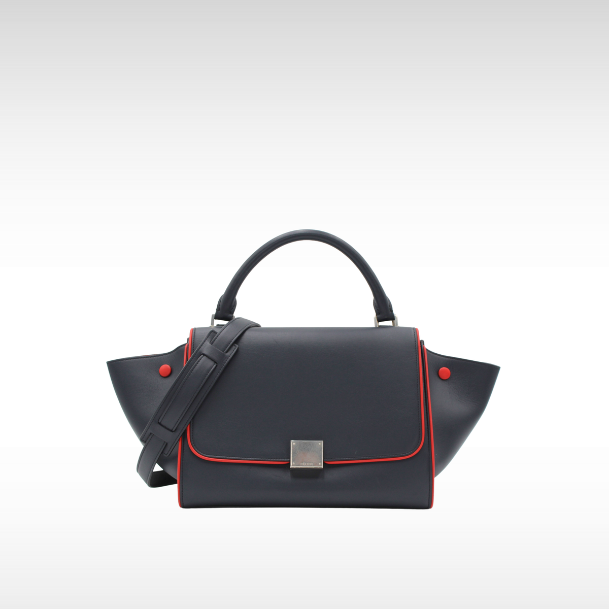 Trapeze Small Calf Navy + Red Handbag