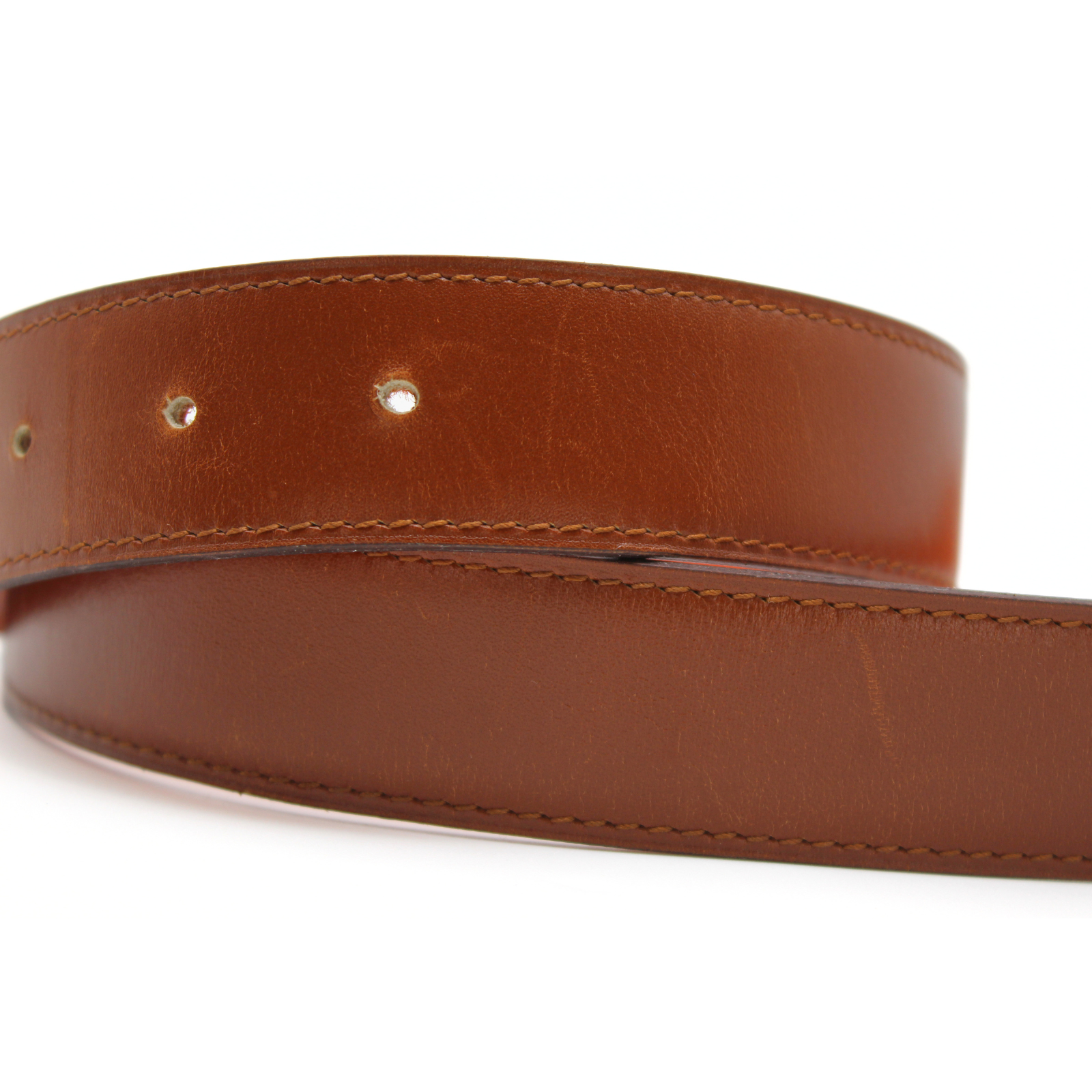 H 80 32mm Box Calf Noisette + Orange Belt