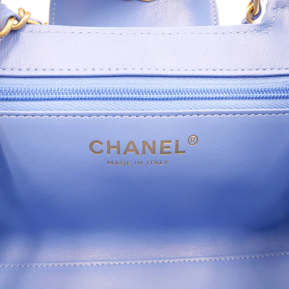 Shopping Bag Mini Calf Blue Handbag