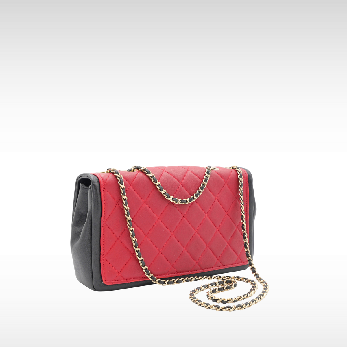 Graphic Flap Calf Red + Black Shoulder Bag