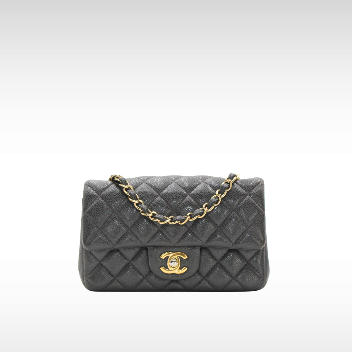 Classic Mini Matelasse Caviar Gray Shoulder Bag